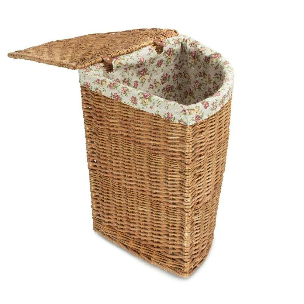 Red Hamper Red/Light Hamper Large Steamed Wicker Corner Laundry Baskets With Garden Rose Lining