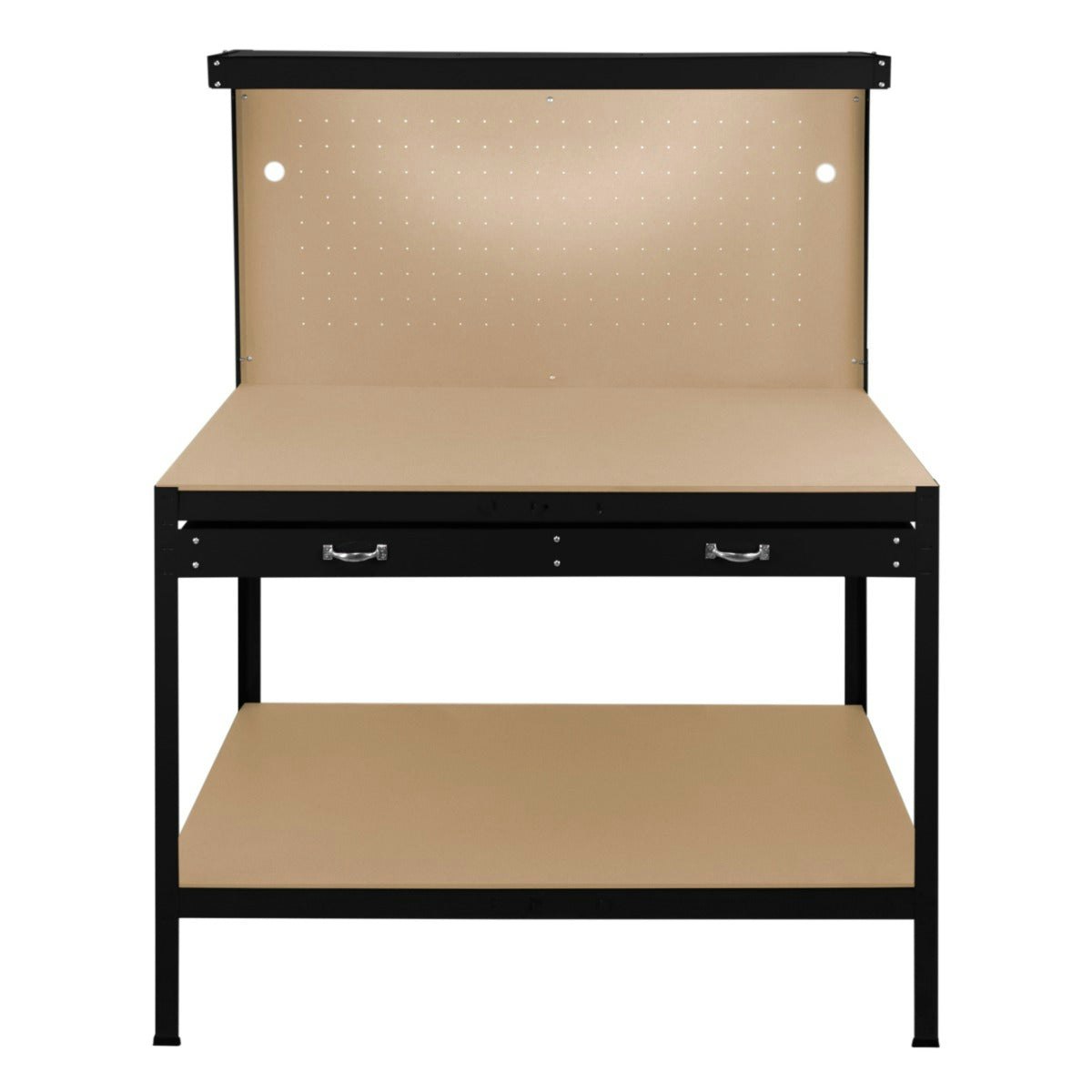 Rackhams Light/Black Workbench With Pegboard, Drawer & –