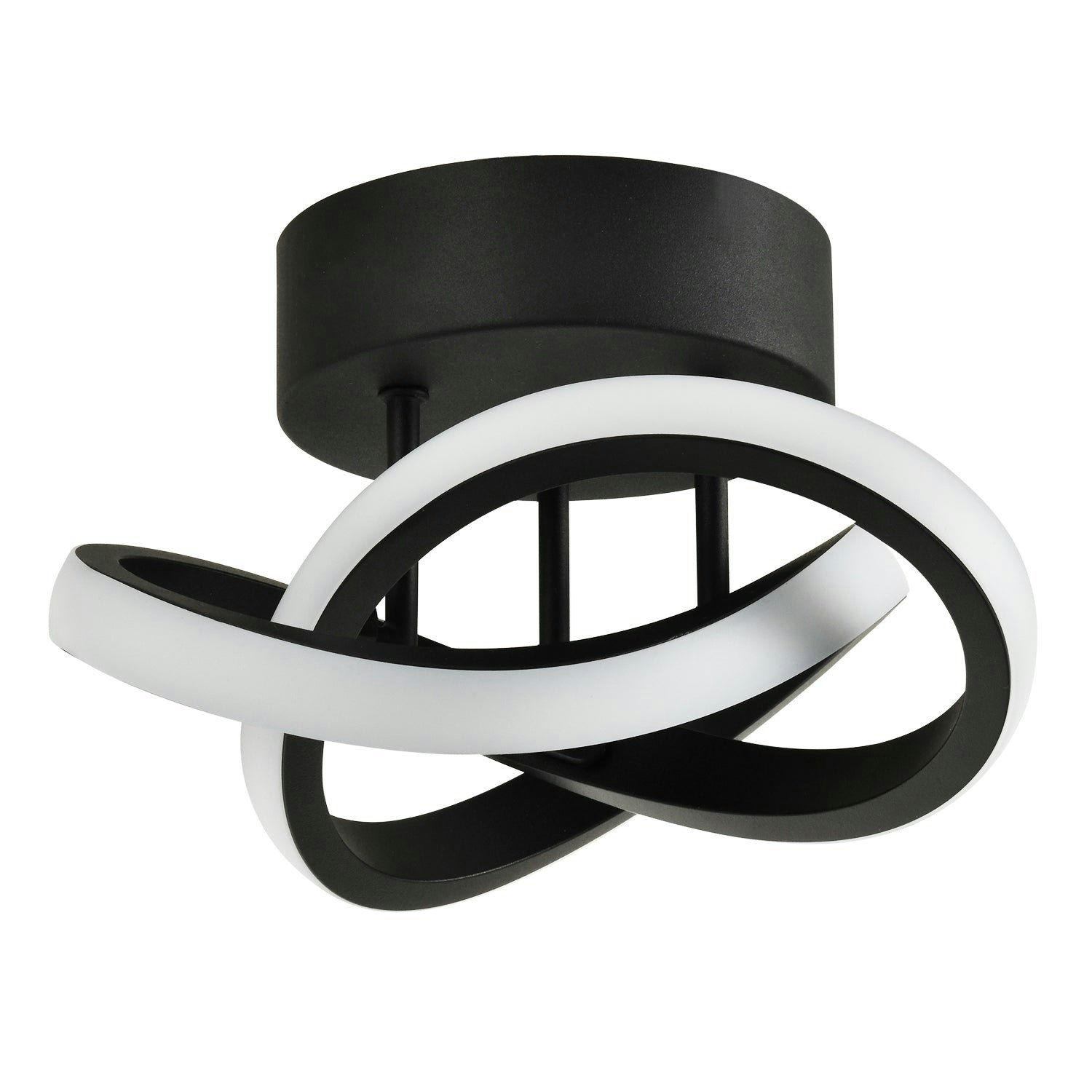 Rackhams Black/Light Modern Led Ceiling With Swirl Thick Metal Strip Creates 1253 Lumens