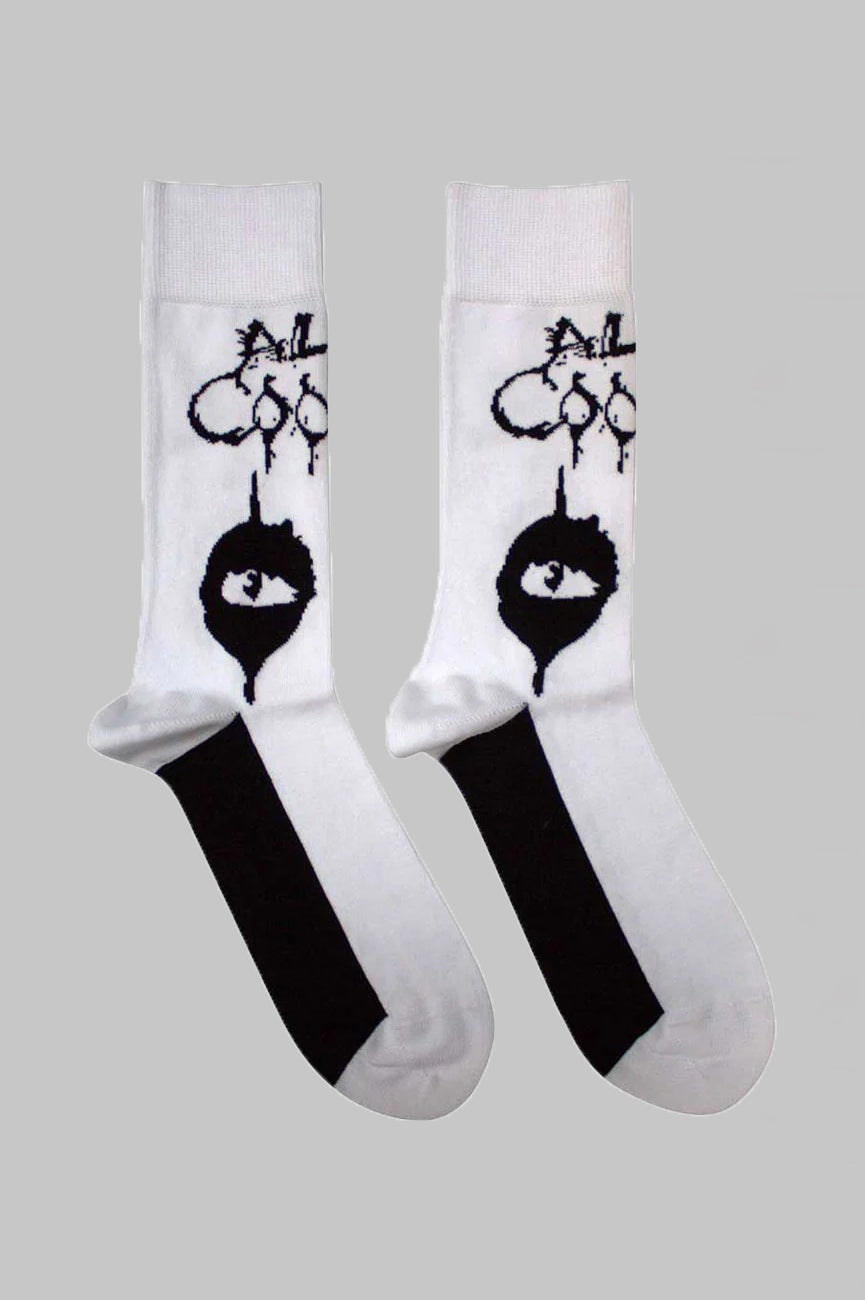 Paradiso Clothing Unisex White Alice Cooper Eyes Logo Ankle Socks