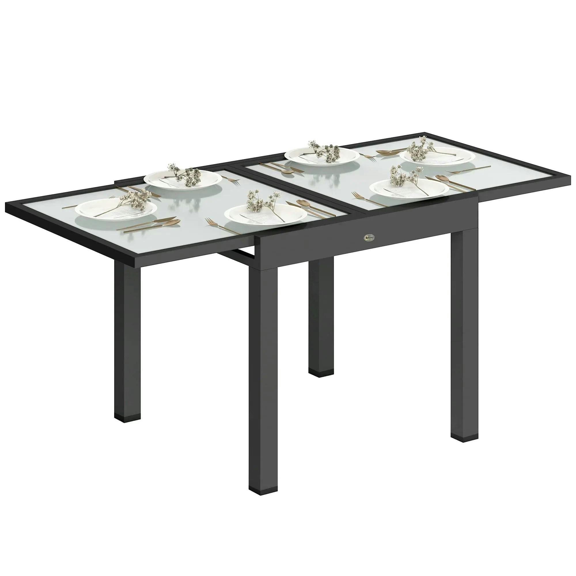 Outsunny Extendable Outdoor Dining Table Patio Table, Clear - Image 5