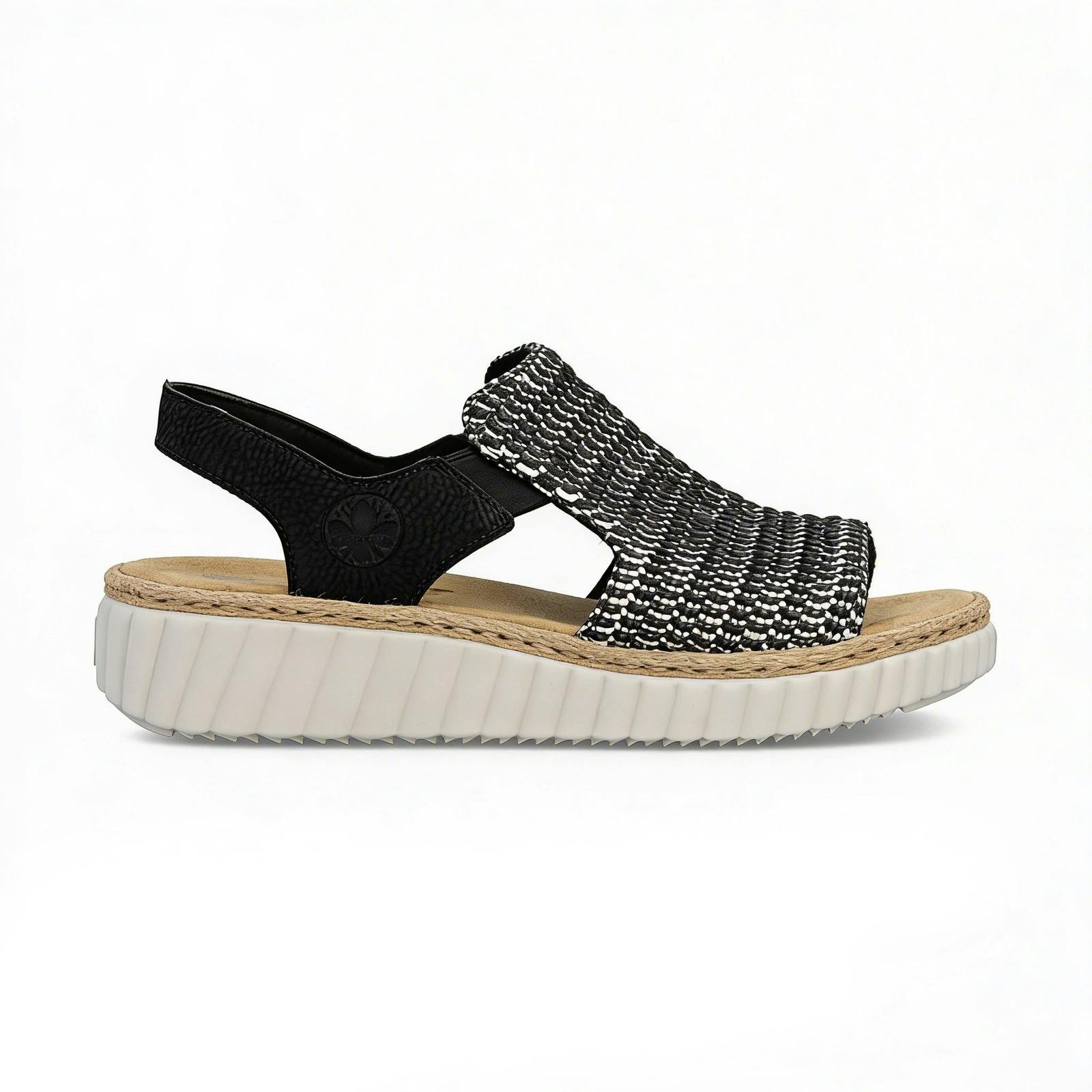 Rieker Women's Black Rachel Wedge Sandals - Uk 4