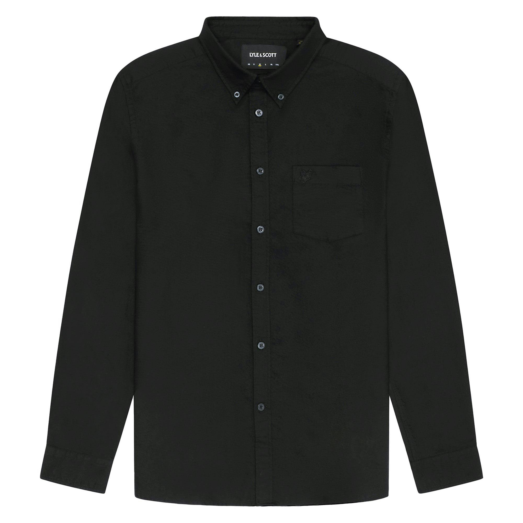 Lyle & Scott Black Tonal Plain Oxford Shirt - Jet - Small
