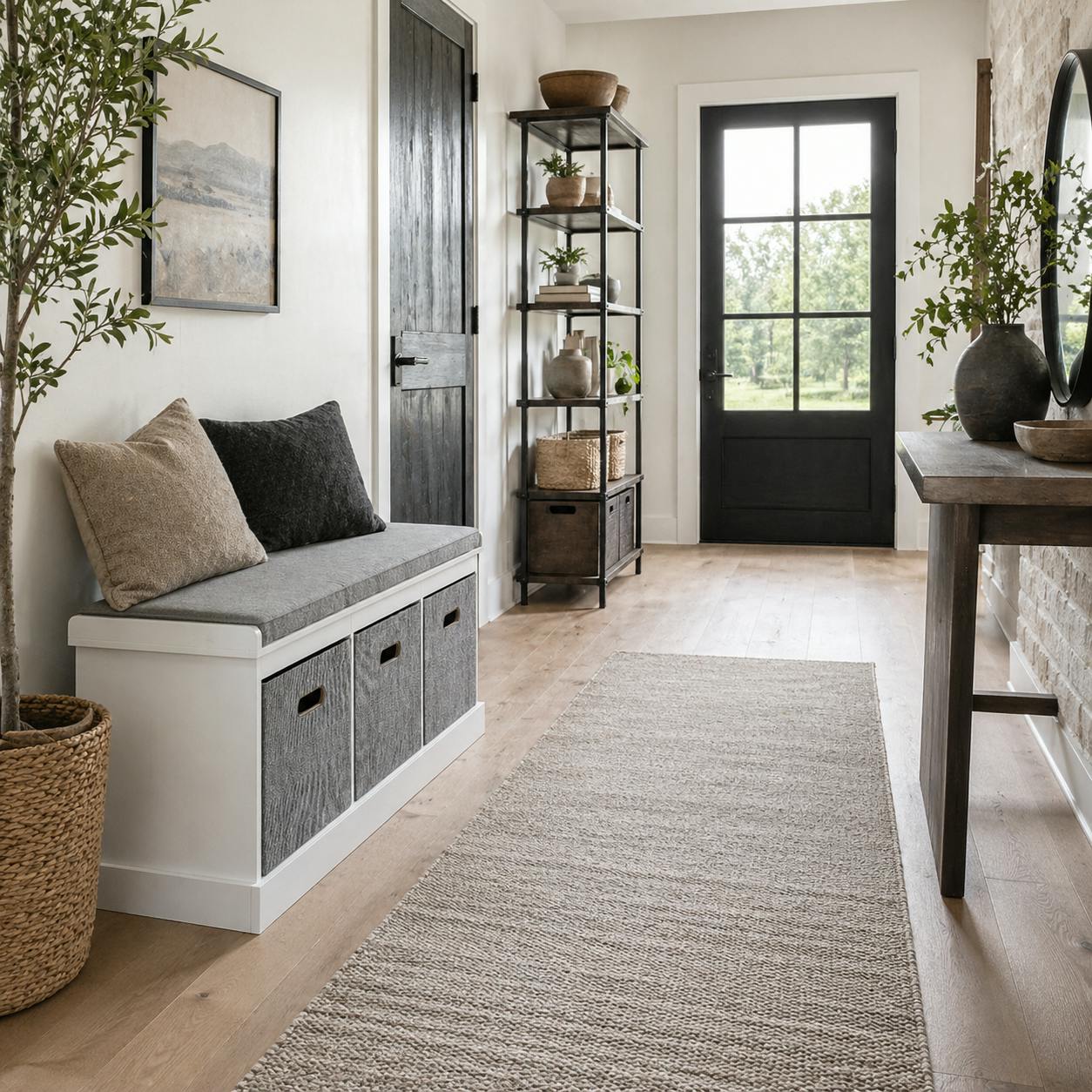 Rackhams White/Grey Elfila Wooden 3 Drawer Shoe Storage Bench With Padded Seat