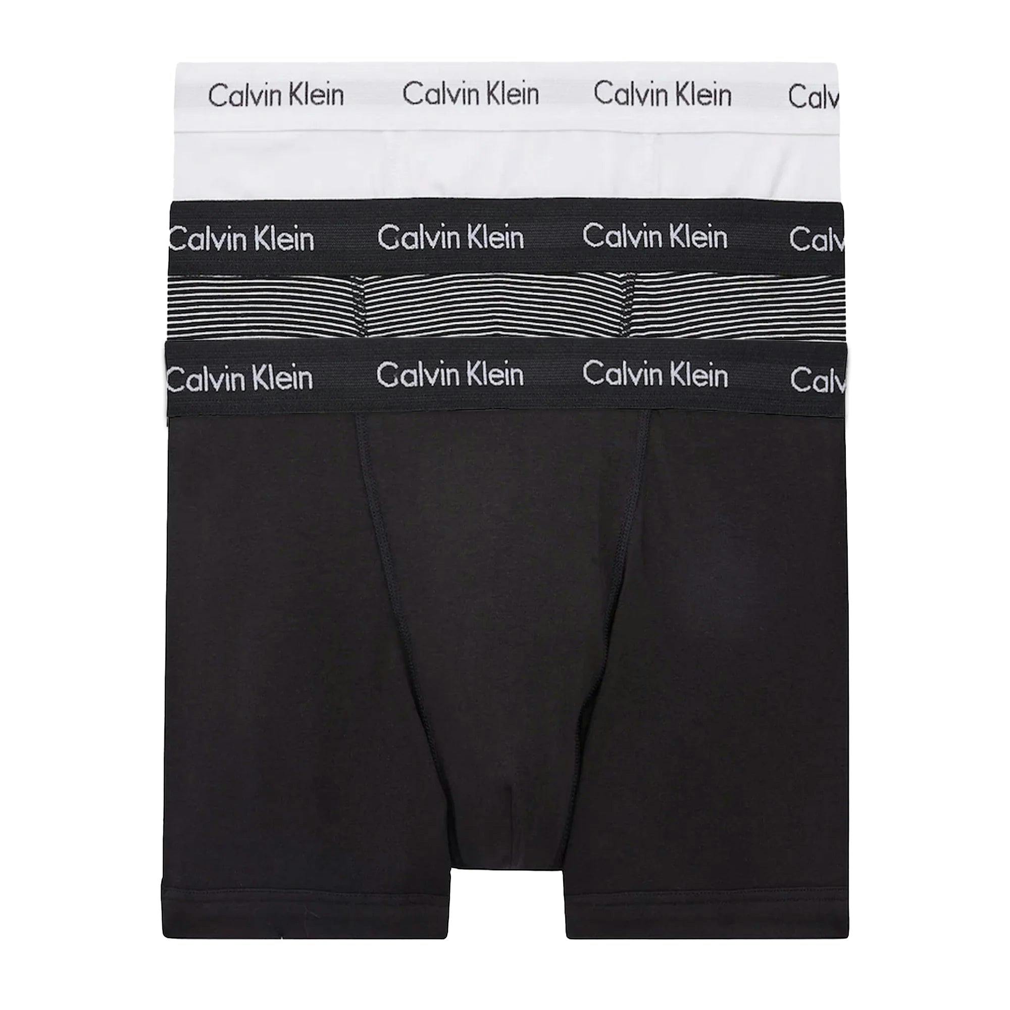 Calvin Klein Black/White 3 Pack Cotton Stretch Trunks - /Stripe - Medium