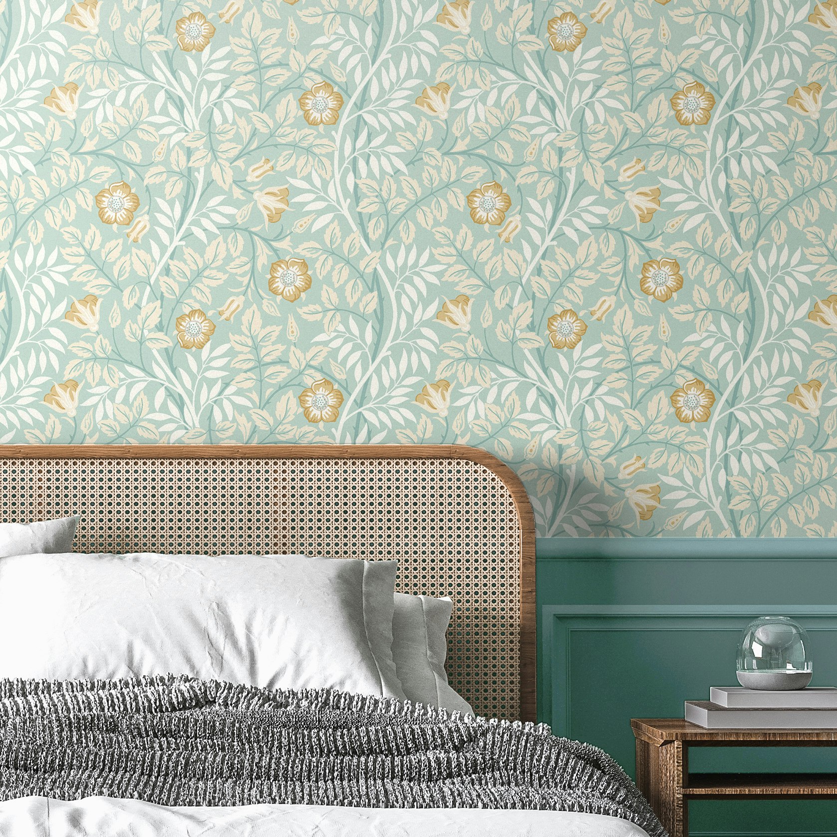 Hoopla Walls Rosehip Trail - Seafoam 10M Wallpaper - Seafoam