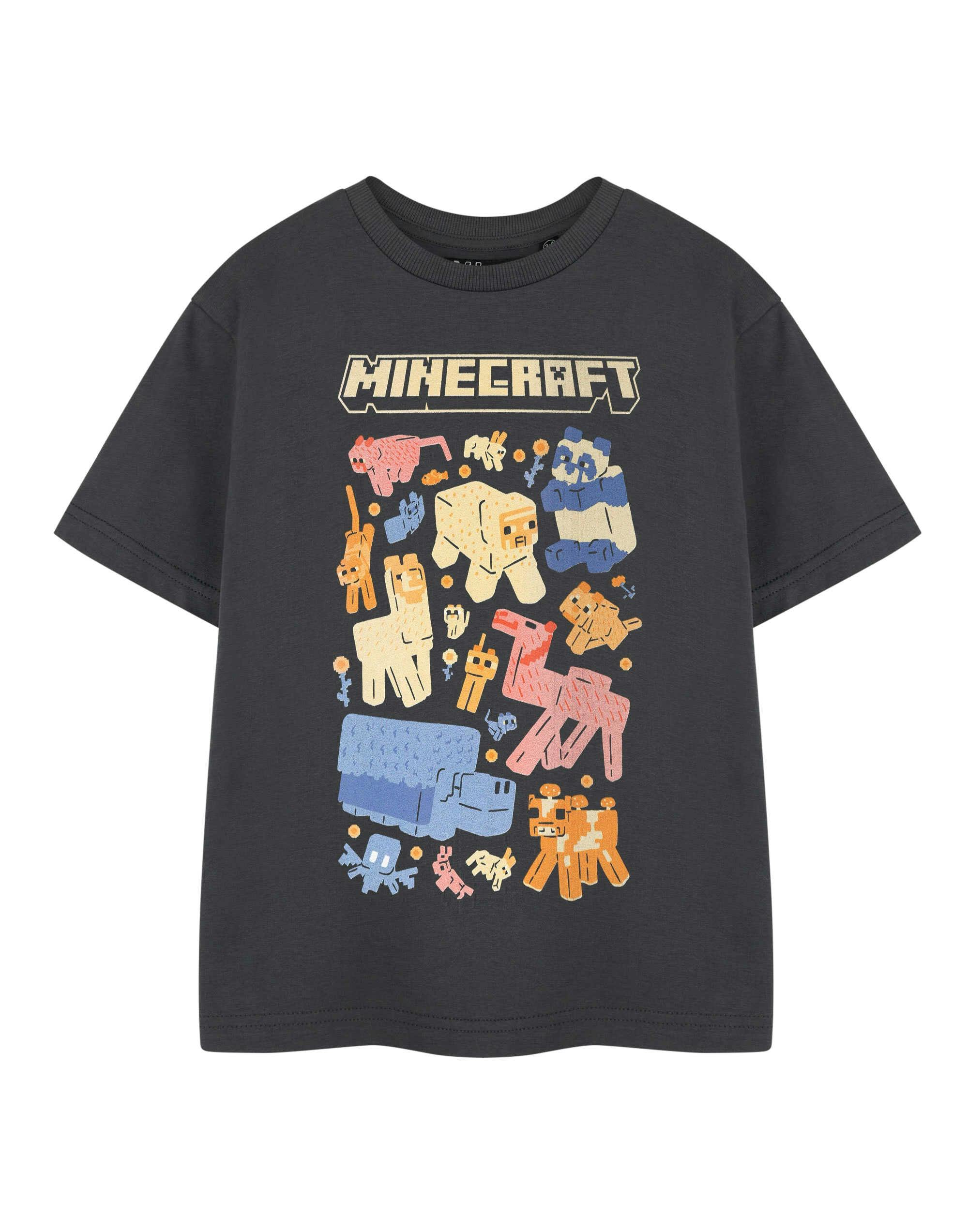 Vanilla Underground Girls Grey Minecraft Animals Short Sleeved T-Shirt - 5-6 Years