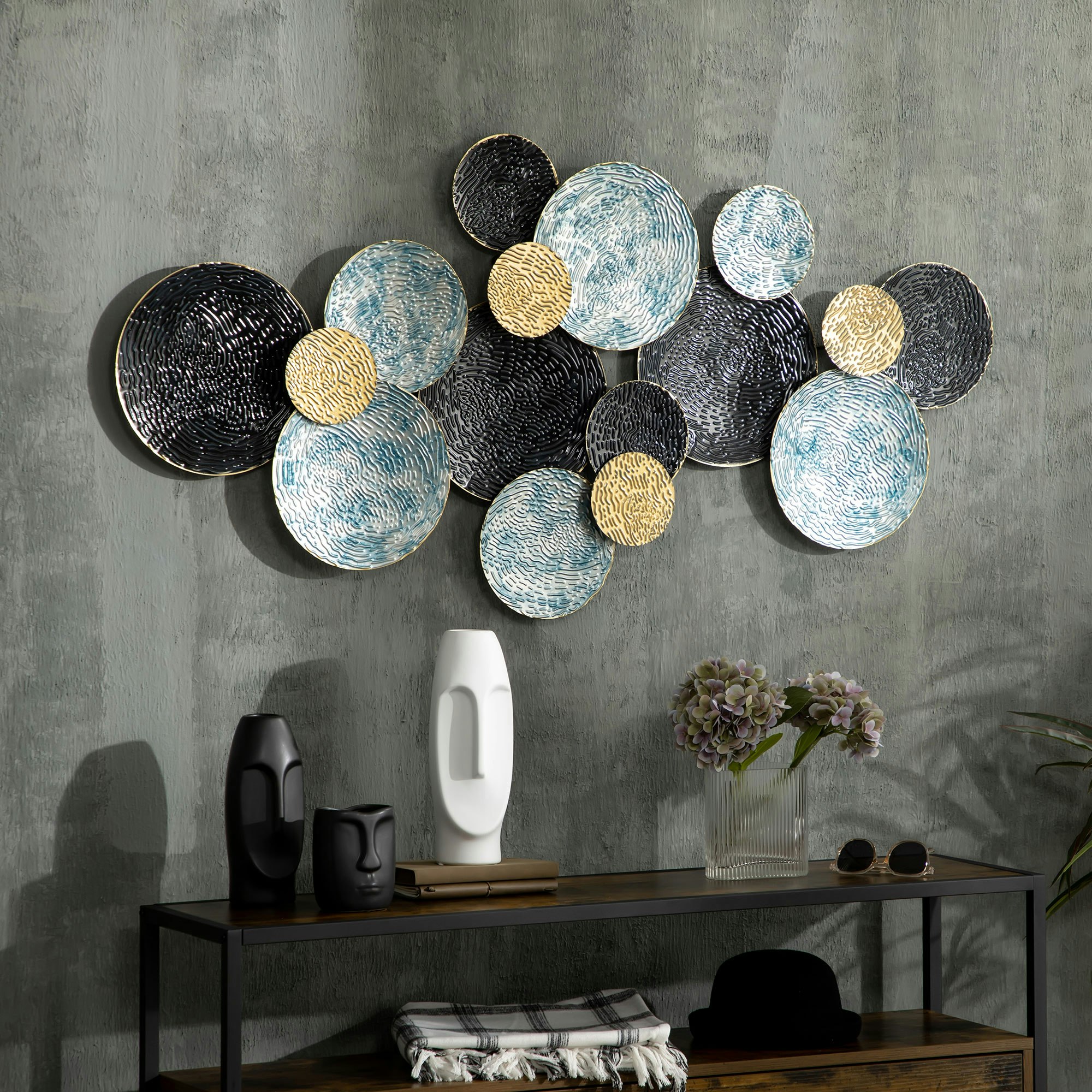 Rackhams Minimalist Metal Wall Art Circle Home Hanging Wall Sculpture