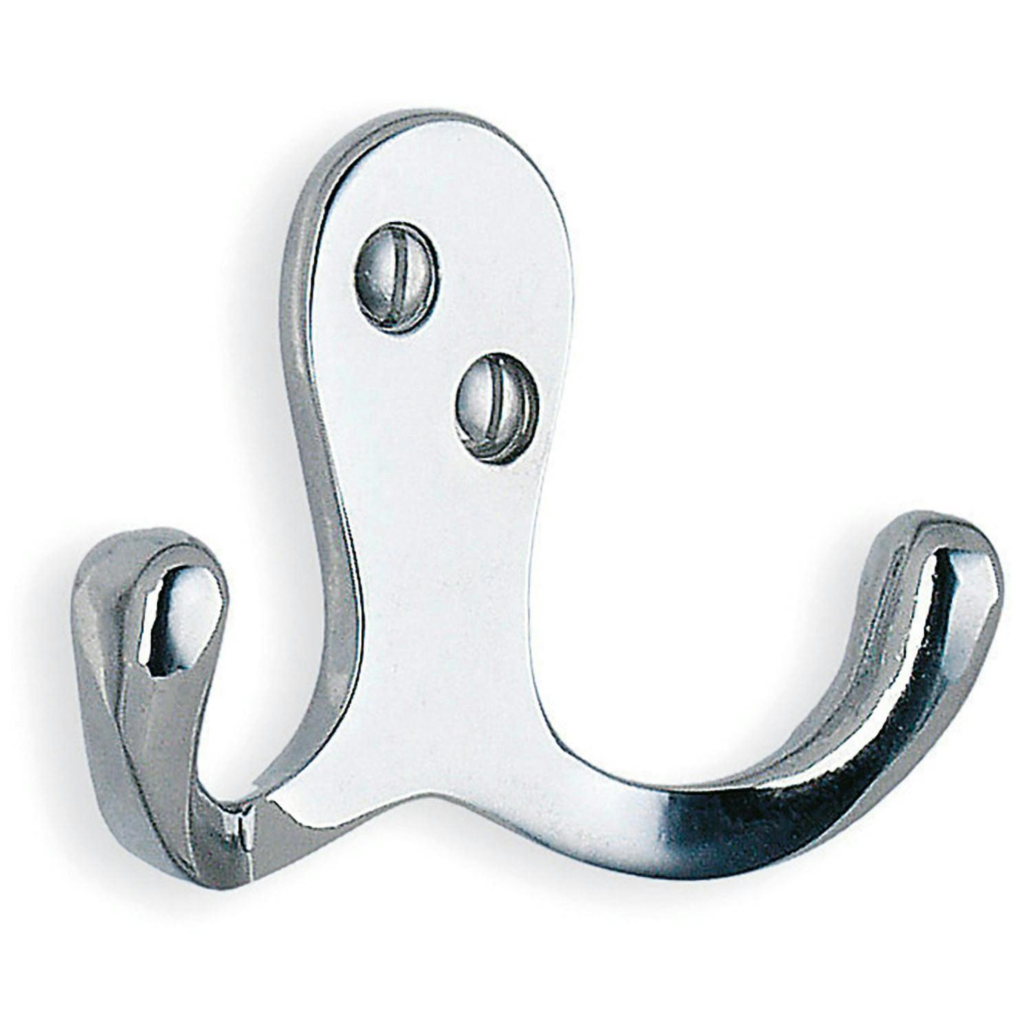 Beslagsboden Double Towel Hook In Polished Chrome, Height 44 Mm