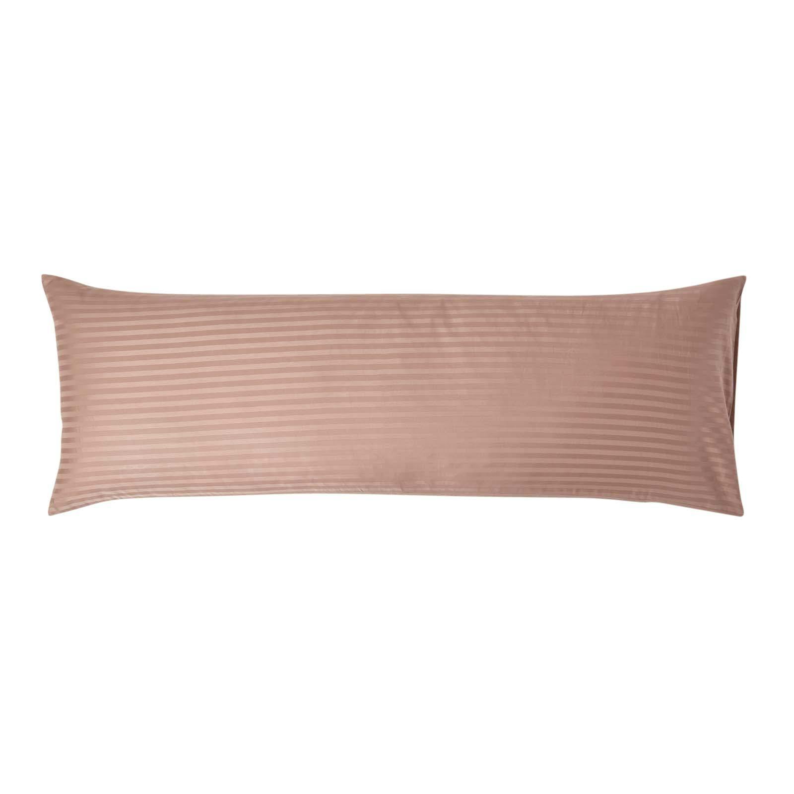 Homescapes Beige Silky 330 Tc Egyptian Cotton Satin Stripe Body Pillowcase - Taupe