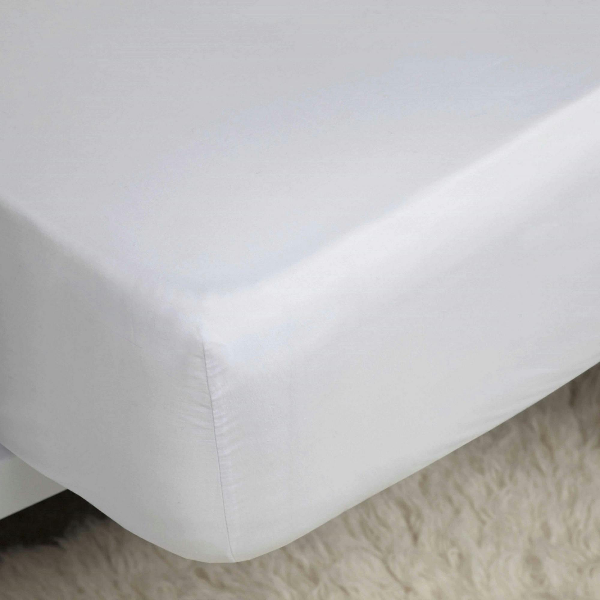 Belledorm White 100% Cotton Sateen Extra Deep Fitted Sheet - Emperor - 100% Cotton
