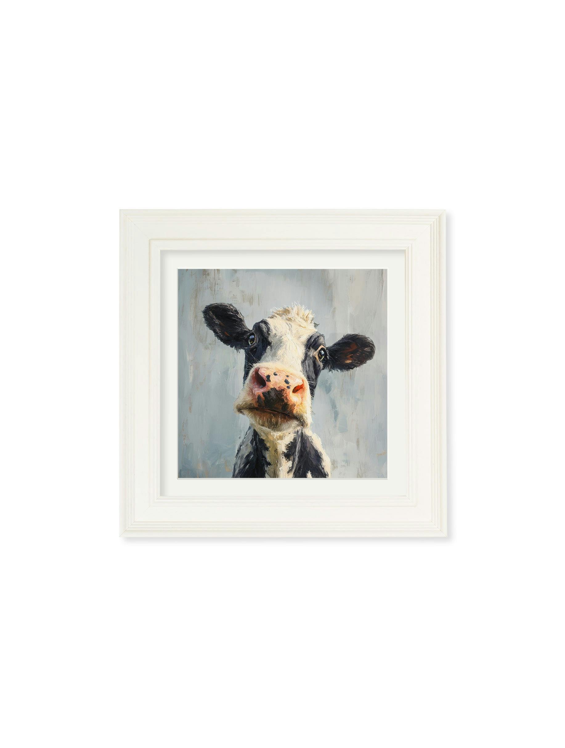 Exceptional Art Cream The Curious Cow - Hurstwood Square Frame - The Curious Cow - 44 X 44 Cm