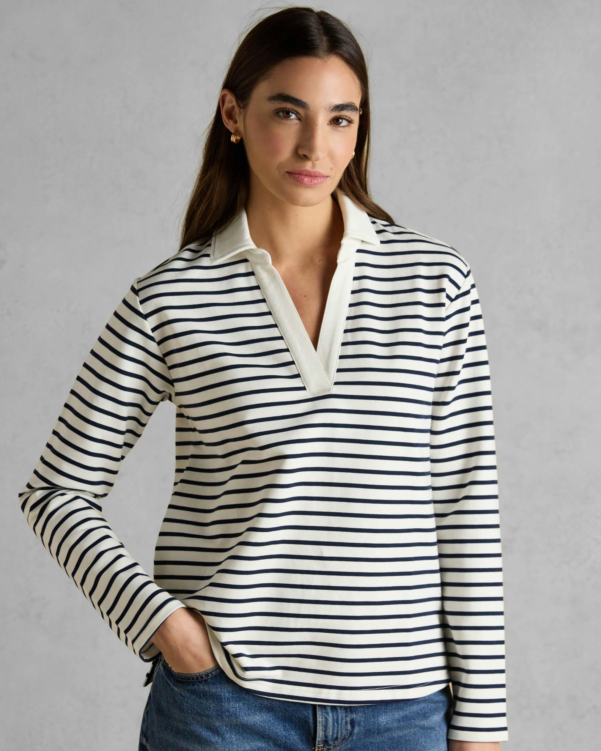 Cho Women's Cream Joules Tallie Sweat Collared Top - Navy/ - Navy/ - Uk12 Eu40 Us8
