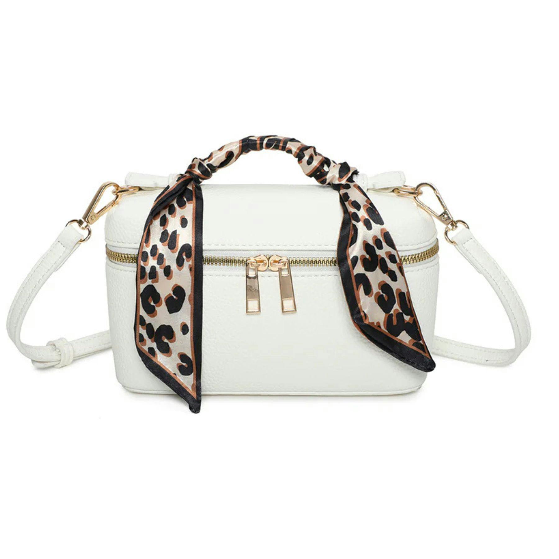 Love Emvy White Leopard Metro Makeup /Crossbody Bag