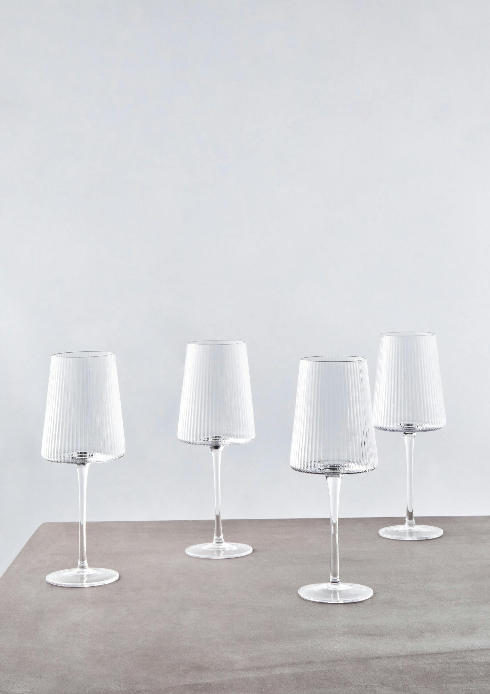 Orsina Unisex Clear Eldon Set Of Four Ribbed Wine Glasses Mob Packaging In - Image 4