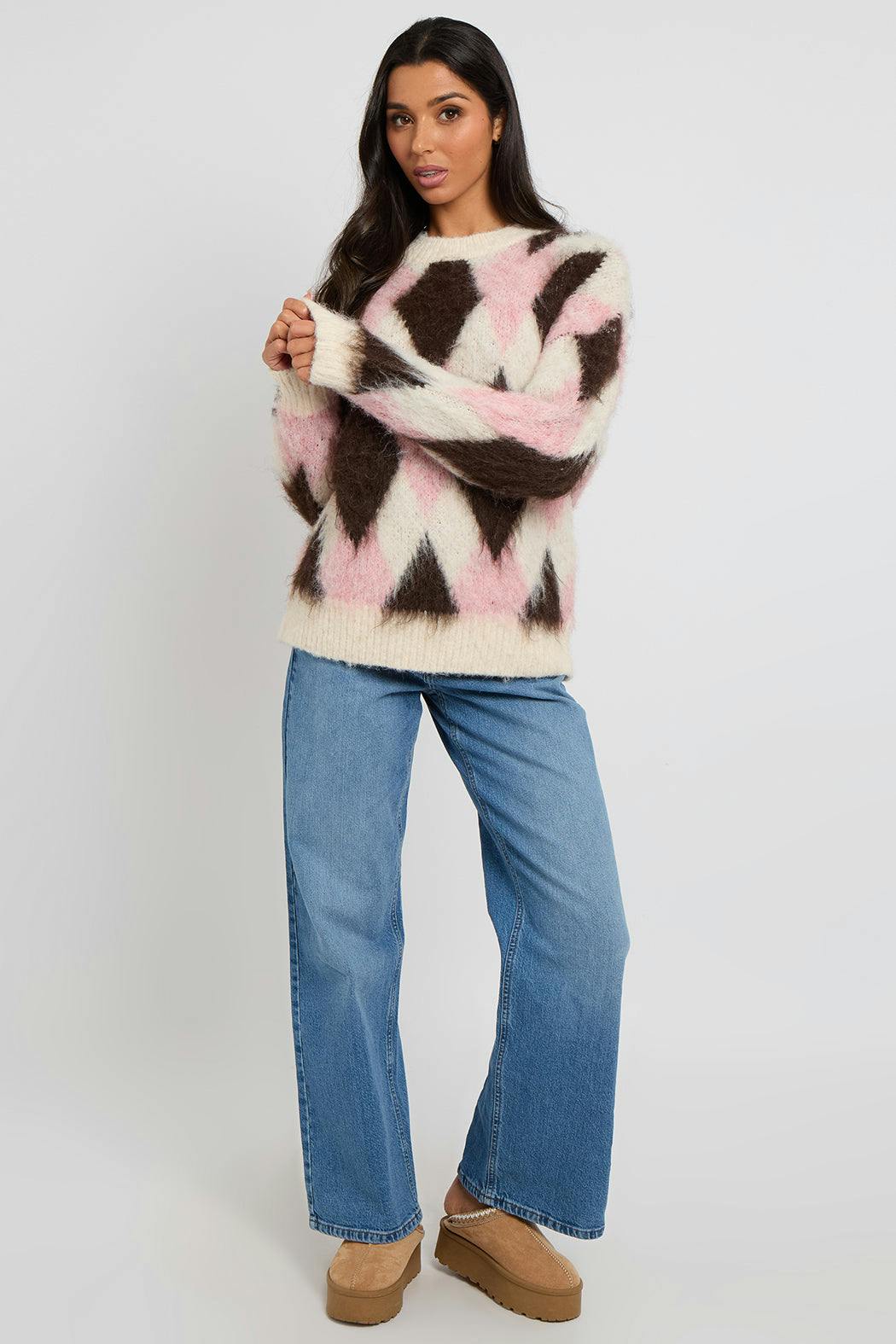 Urban Bliss Argyle Wool-Blend Jumper - S