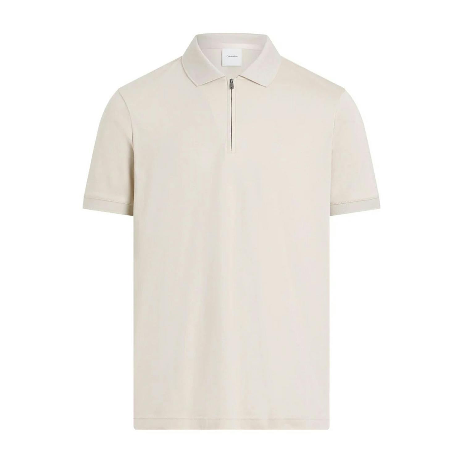 Boss Men's White Zip Neck Regular Short-Sleeved Polo Shirt - Xxl - 100% Cotton