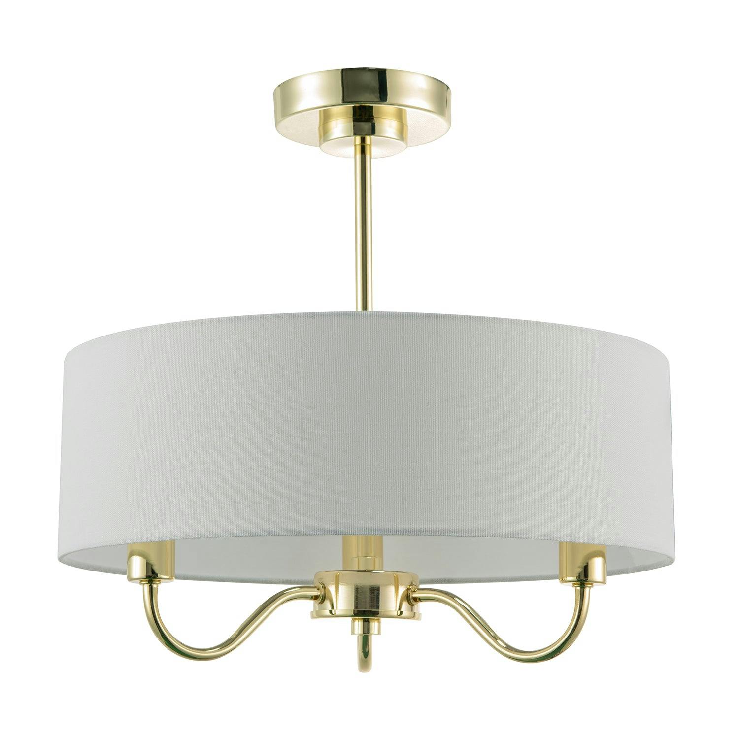 Happy Homewares Light/Gold Chic Chandelier Semi Flush Ceiling In Polished With Shade - Image 2