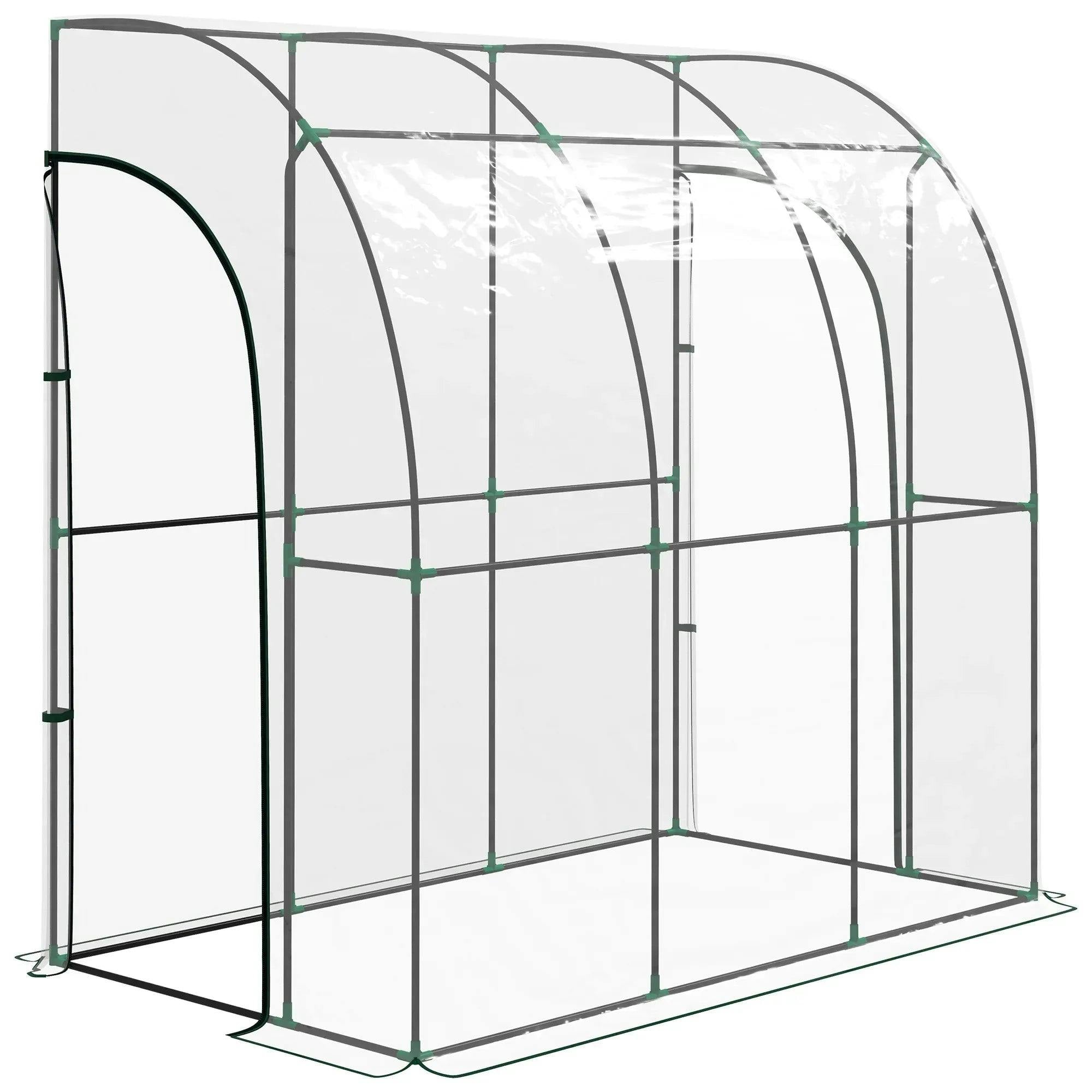 Outsunny Light 143 X 118 X 212Cm Walk-In Lean To Wall Tunnel Pvc Greenhouse With Doors - 214 X 118 X 212Cm - Image 5