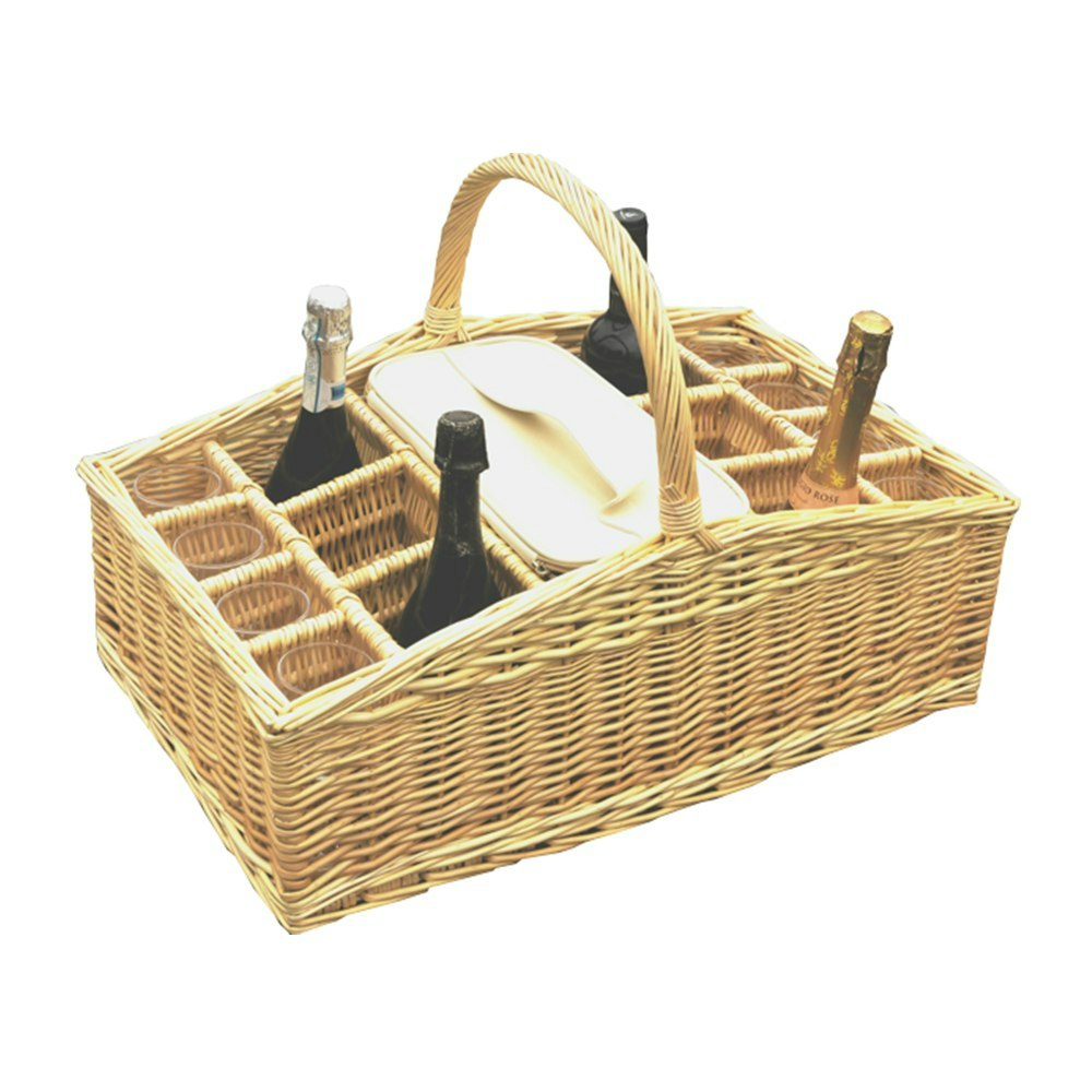 Rackhams Red Large Wicker Drinks Basket Carrier With Cooler