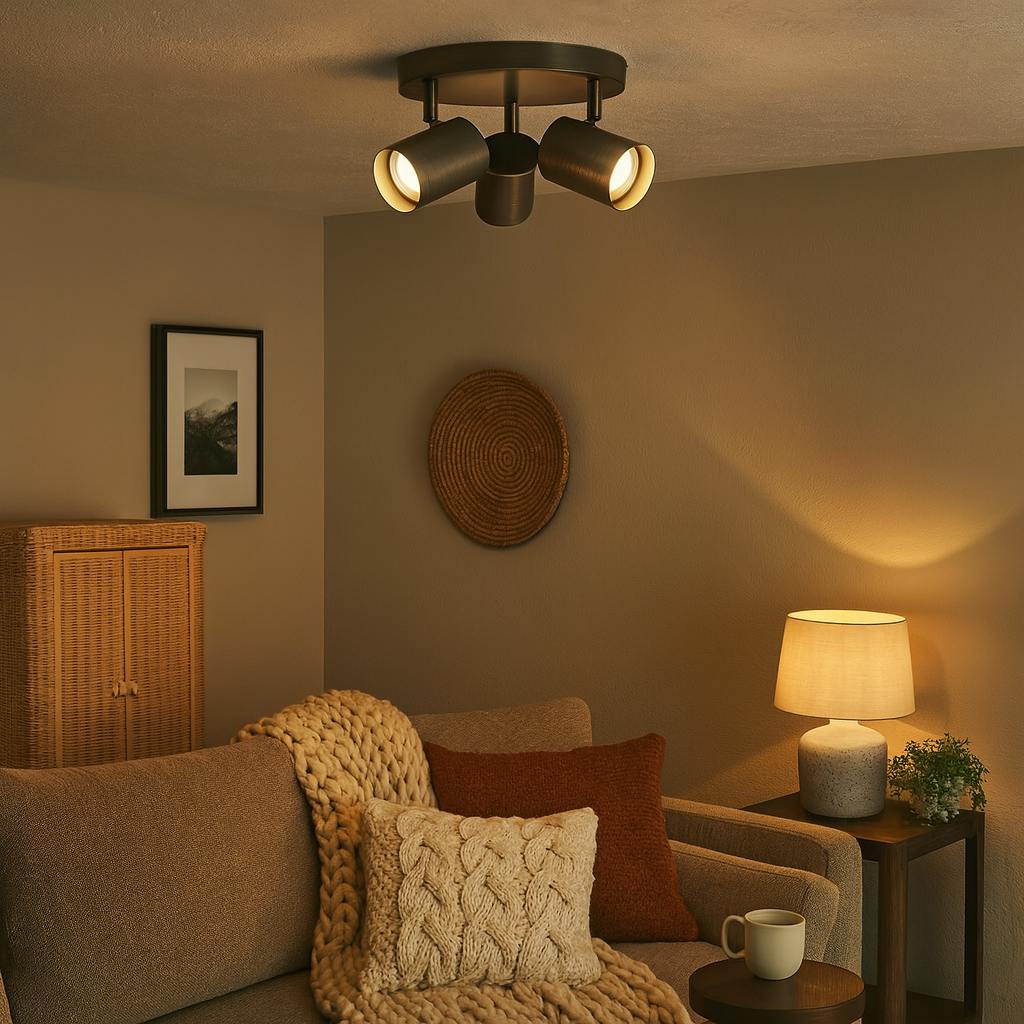 Pagazzi Lighting Light Pagazzi Ing Hereford 3 Pewter & Antique Brass Spot Flush Ceiling