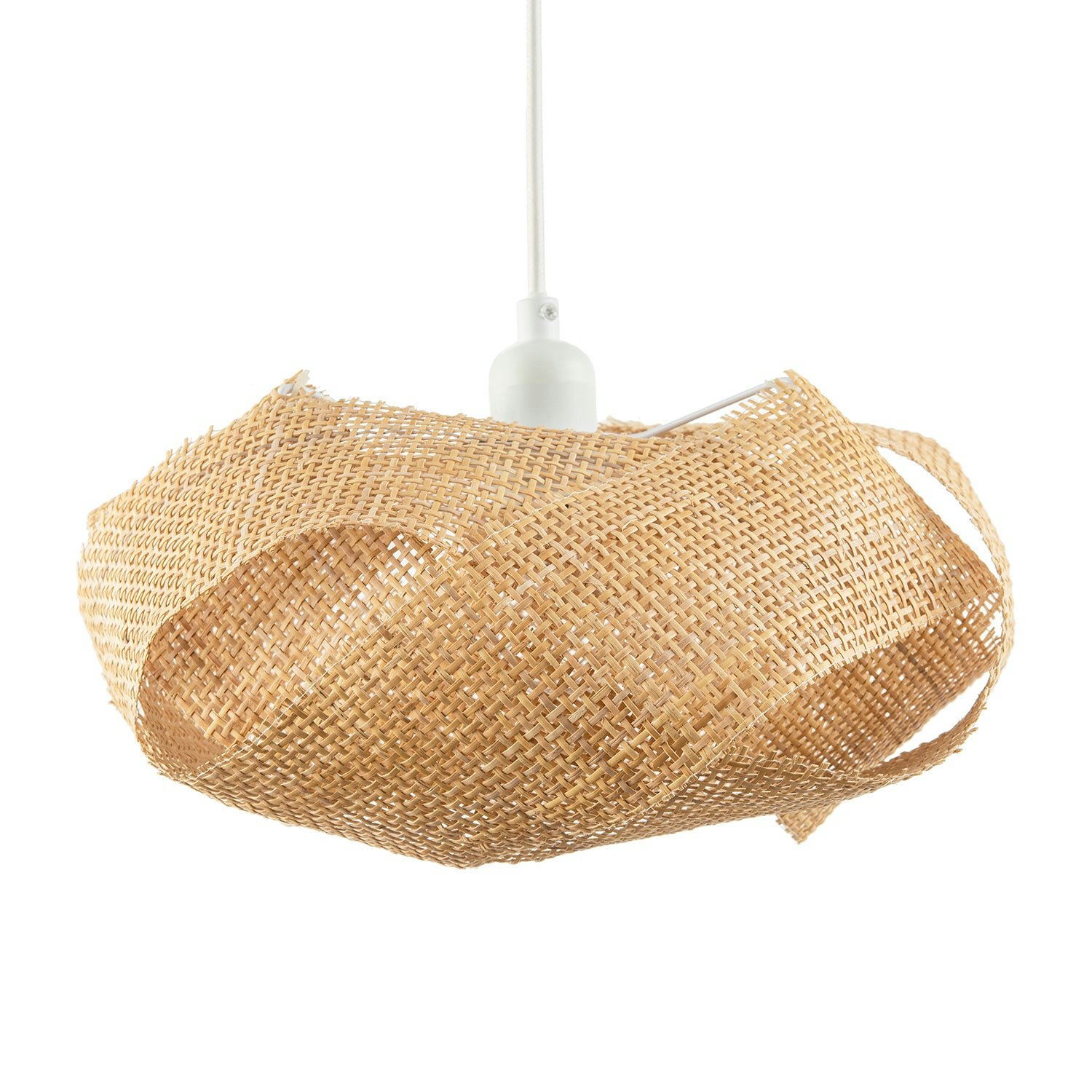 Happy Homewares Brown Modern Designer Natural Woven Rattan Pendant Lighting Shade