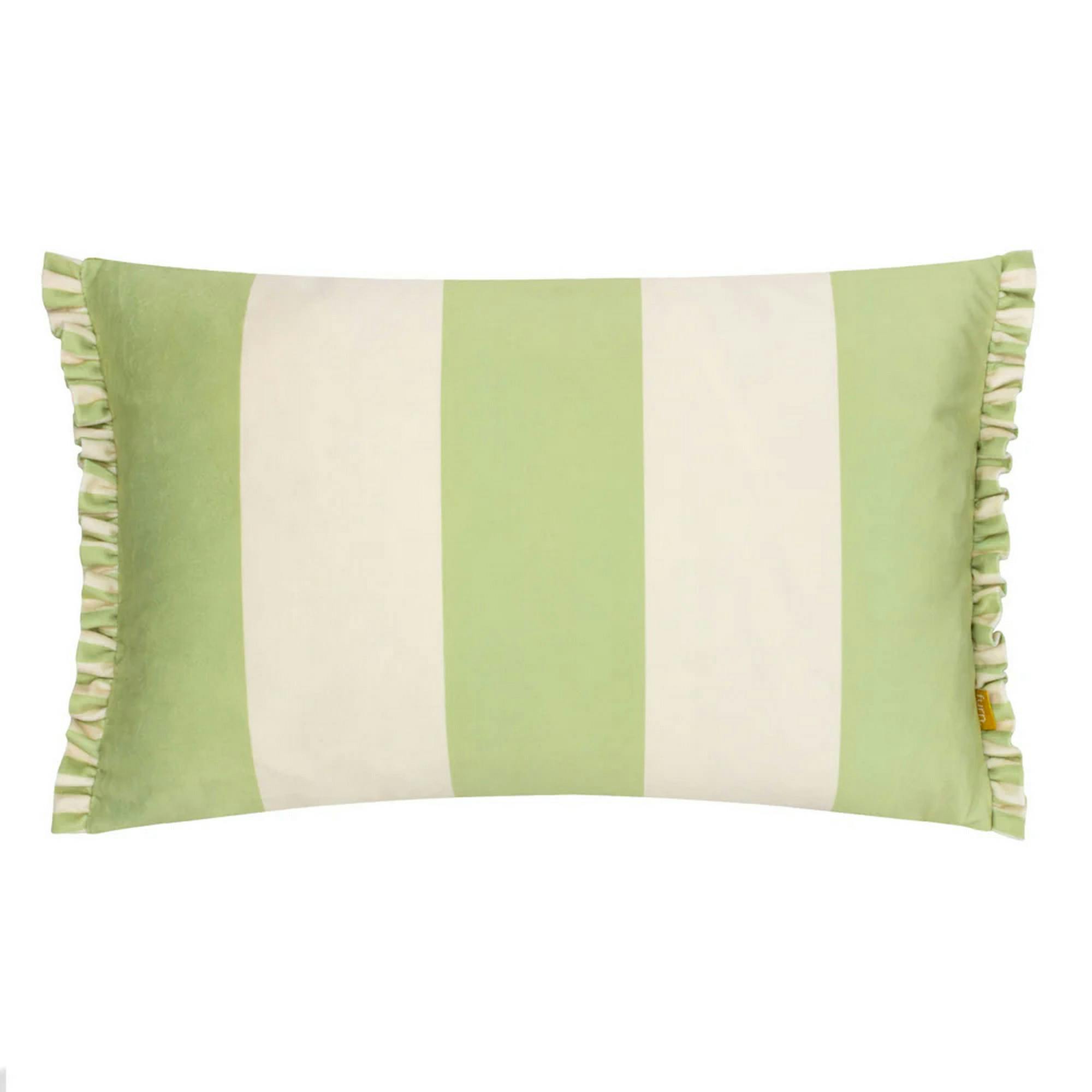 Furn Green Araya Velvet Striped Cushion Cover - 30Cm X 50Cm - 100% Polyester
