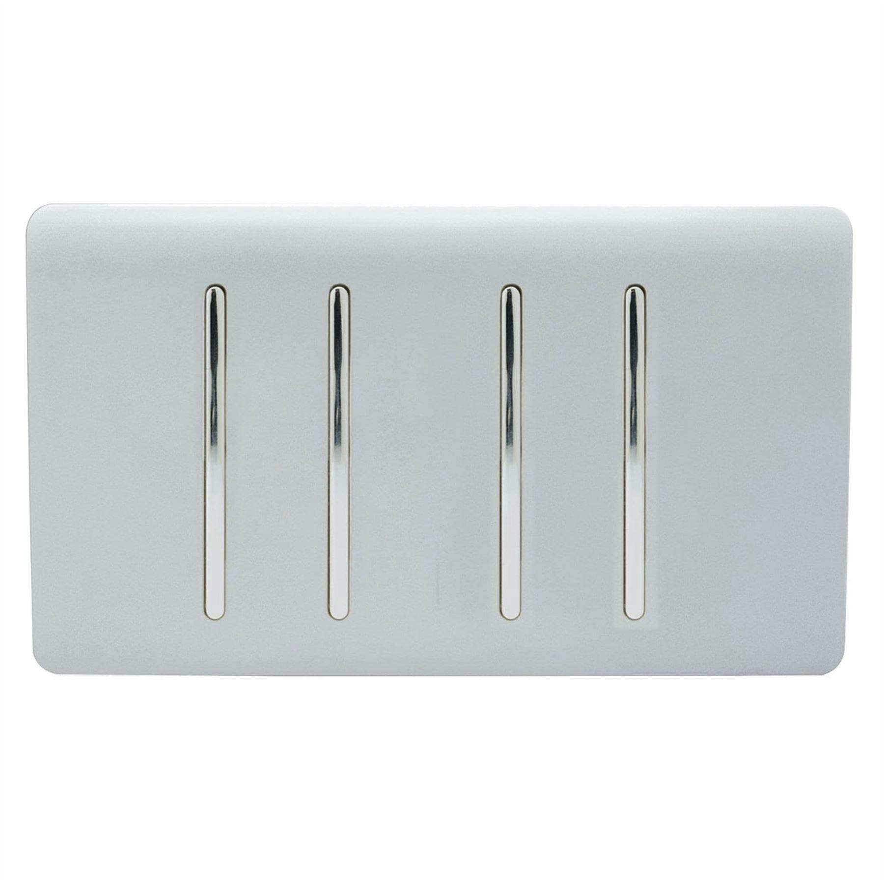 Trendi Switch 4 Gang 2 Way Double Plate Rocker Light Switch Silver - Image 8