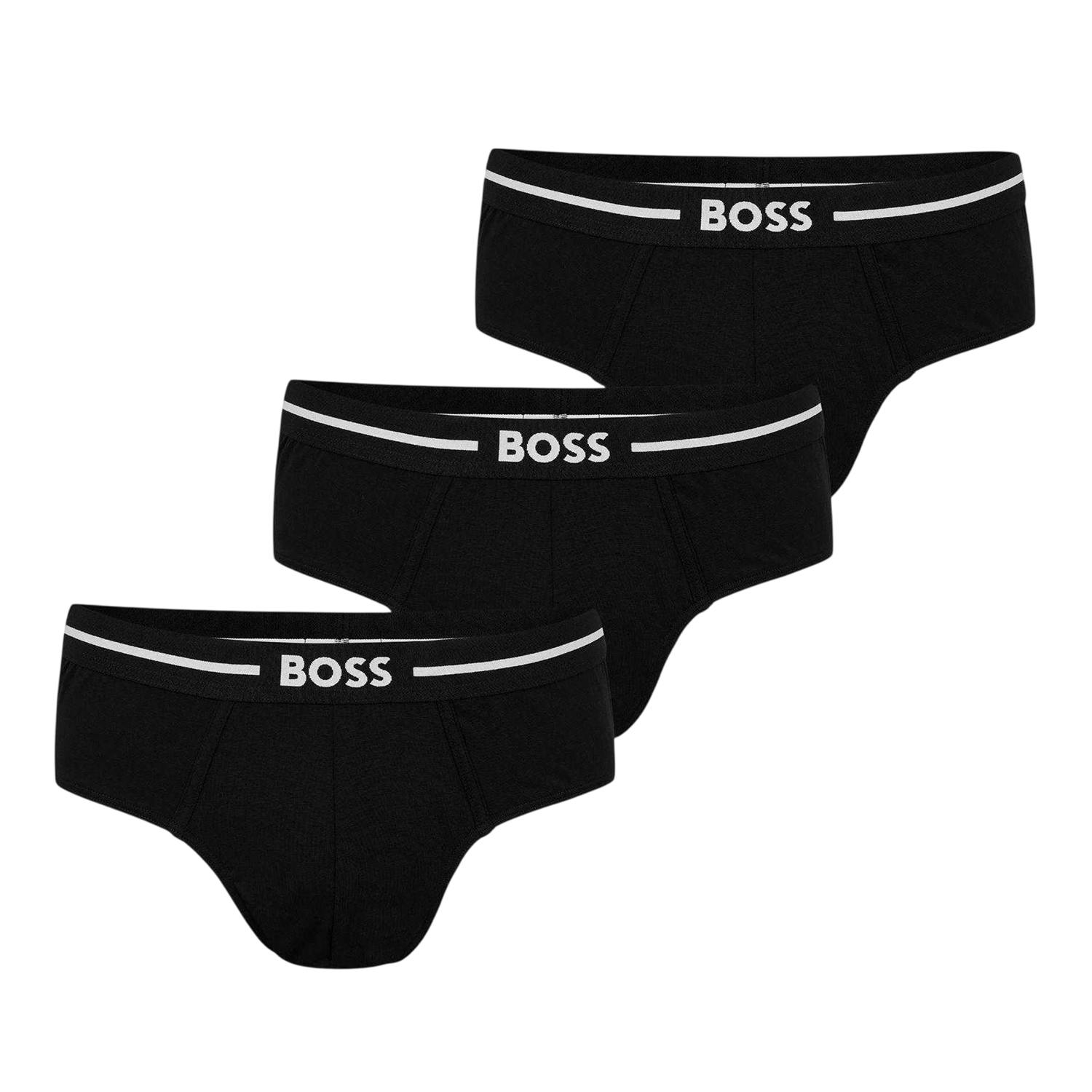 Boss Men's Black Boxer Briefs (Pack Of 3) - Xl - 95% Cotton/5% Elastane