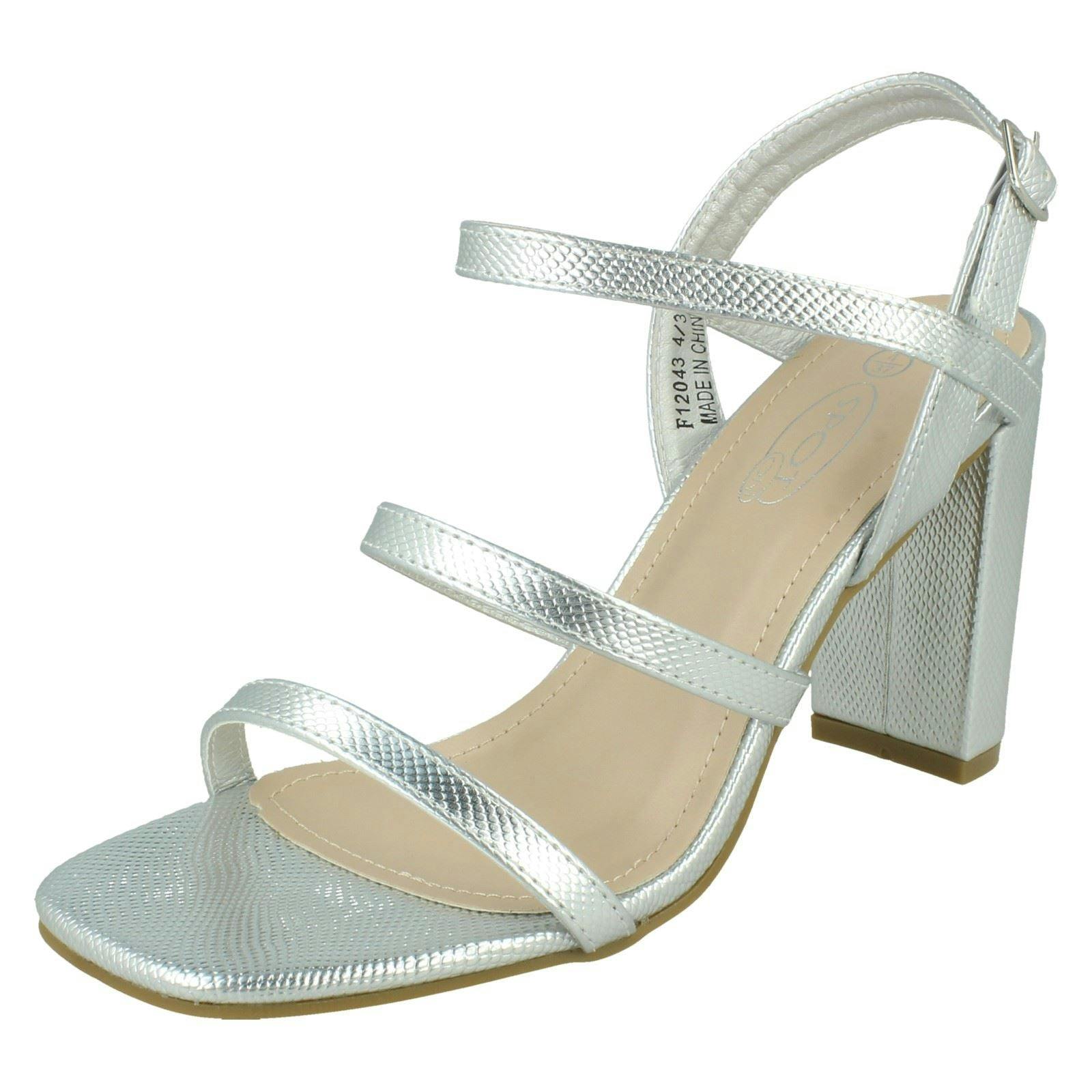 Spot On Women's Silver Strappy High Heel Sandal F1r2043 - Uk 7