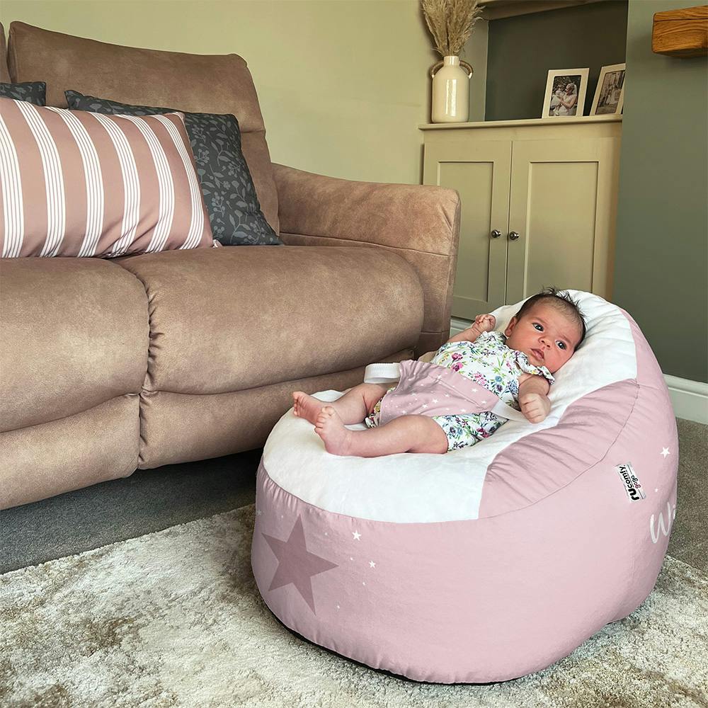 Rackhams Pink Wish Upon A Star Gaga Baby Bean Bag - Soft & Supportive Newborn Seat - Baby