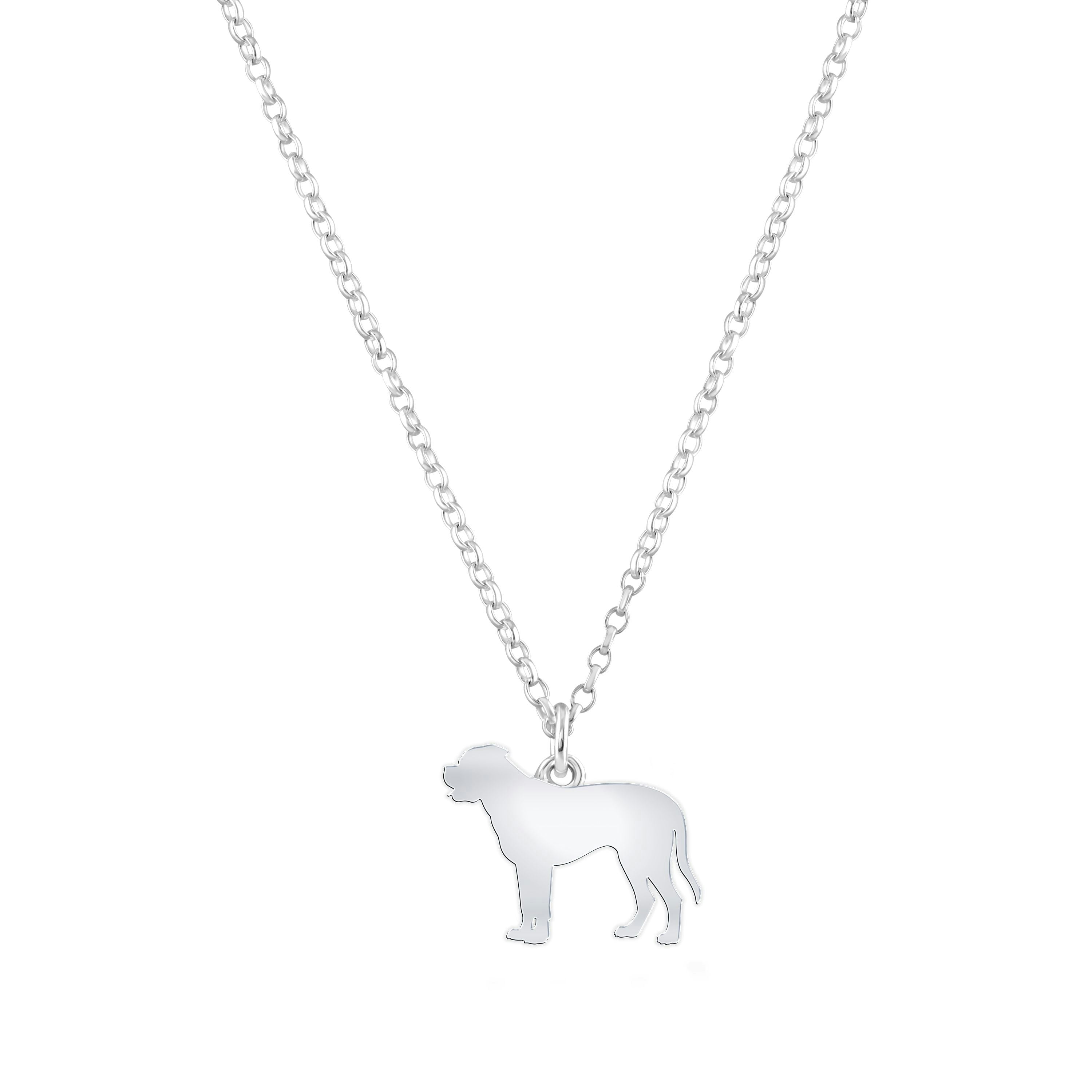 Mylee London Silver Bullmastiff Silhouette Necklace - Personalised - No