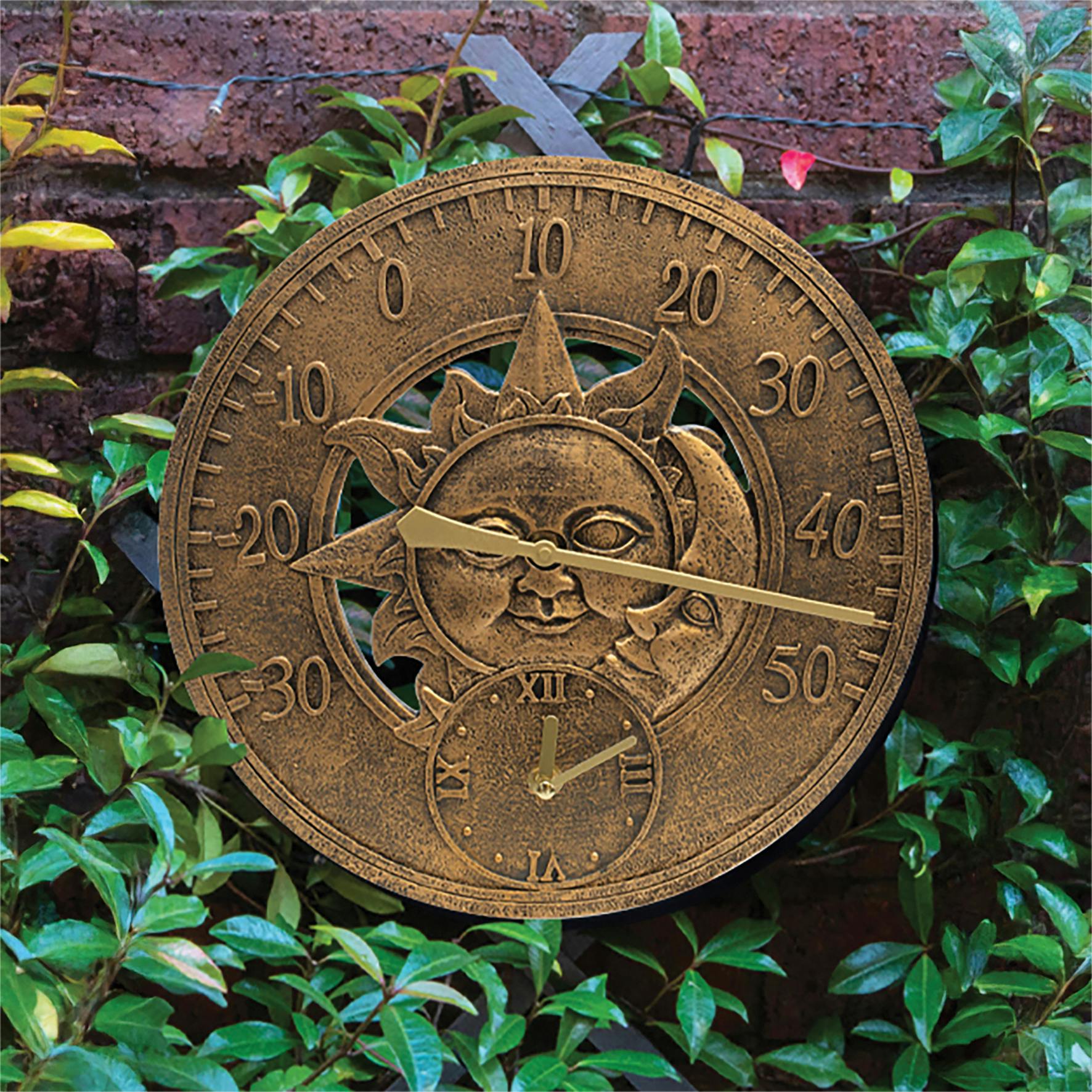 Rackhams Vintage Sun & Moon Wall Thermometer And Clock