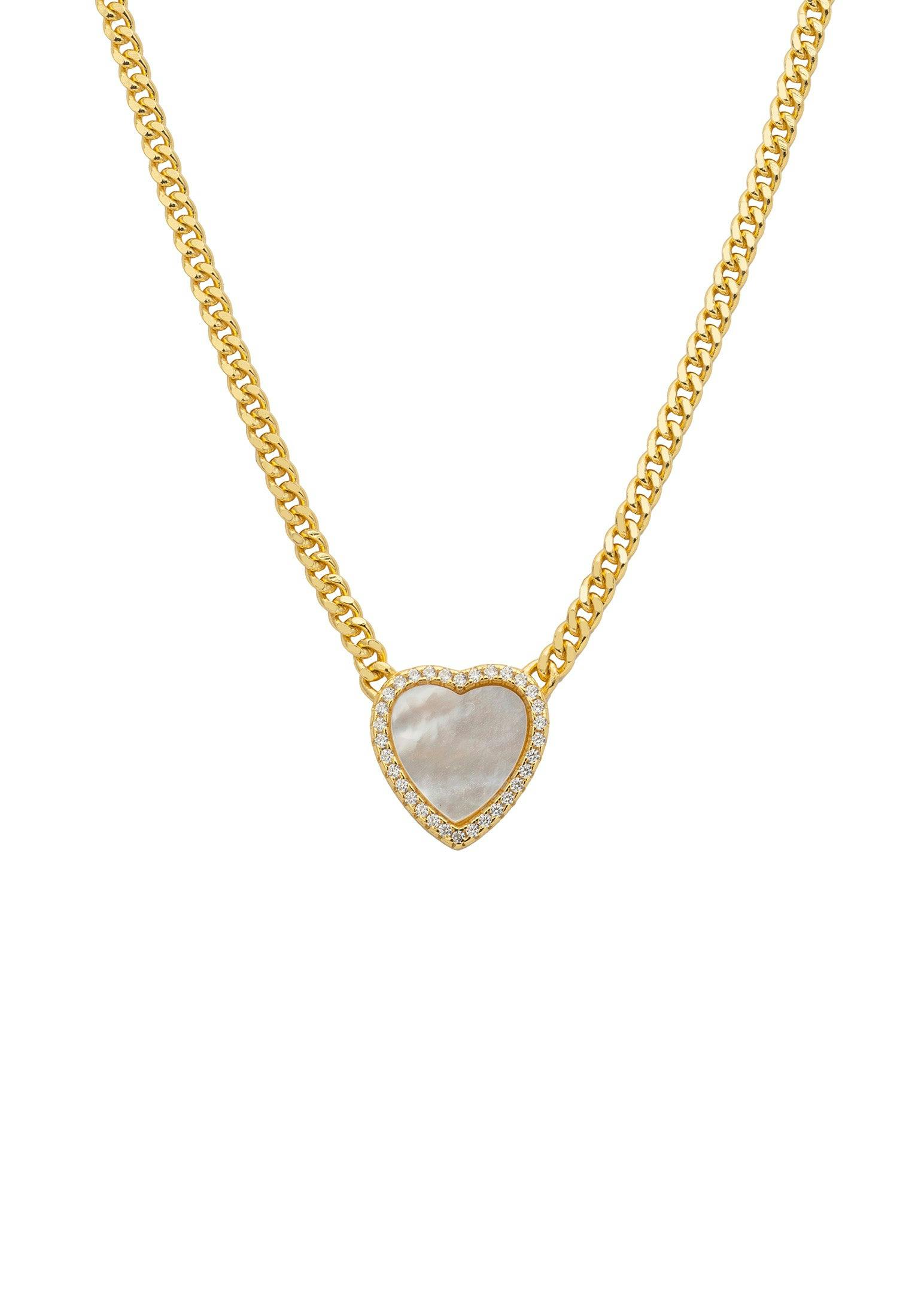 Latelita Gold Heart Mother Of Pearl Necklace