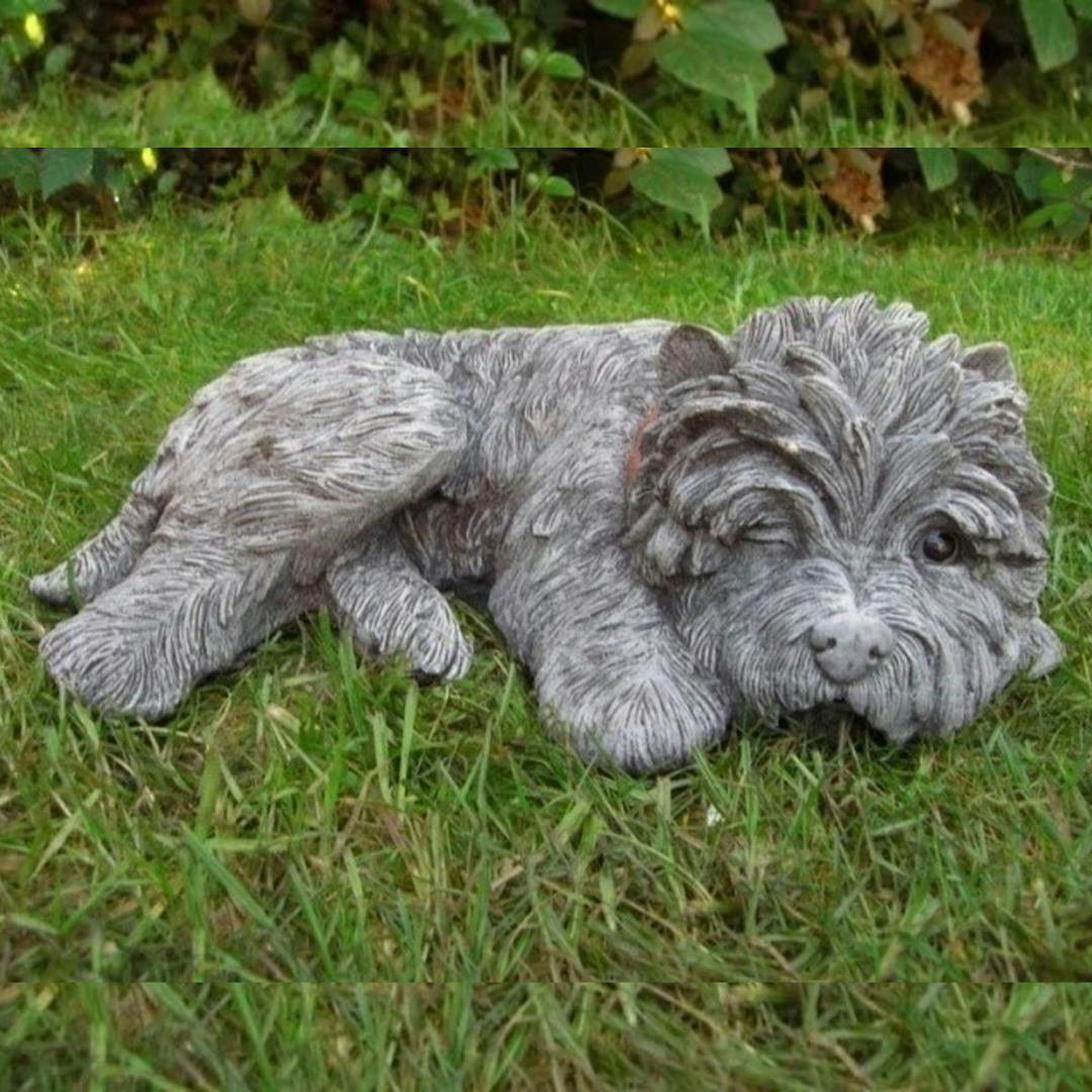 Osn Sleeping Terrier Small Garden Ornament