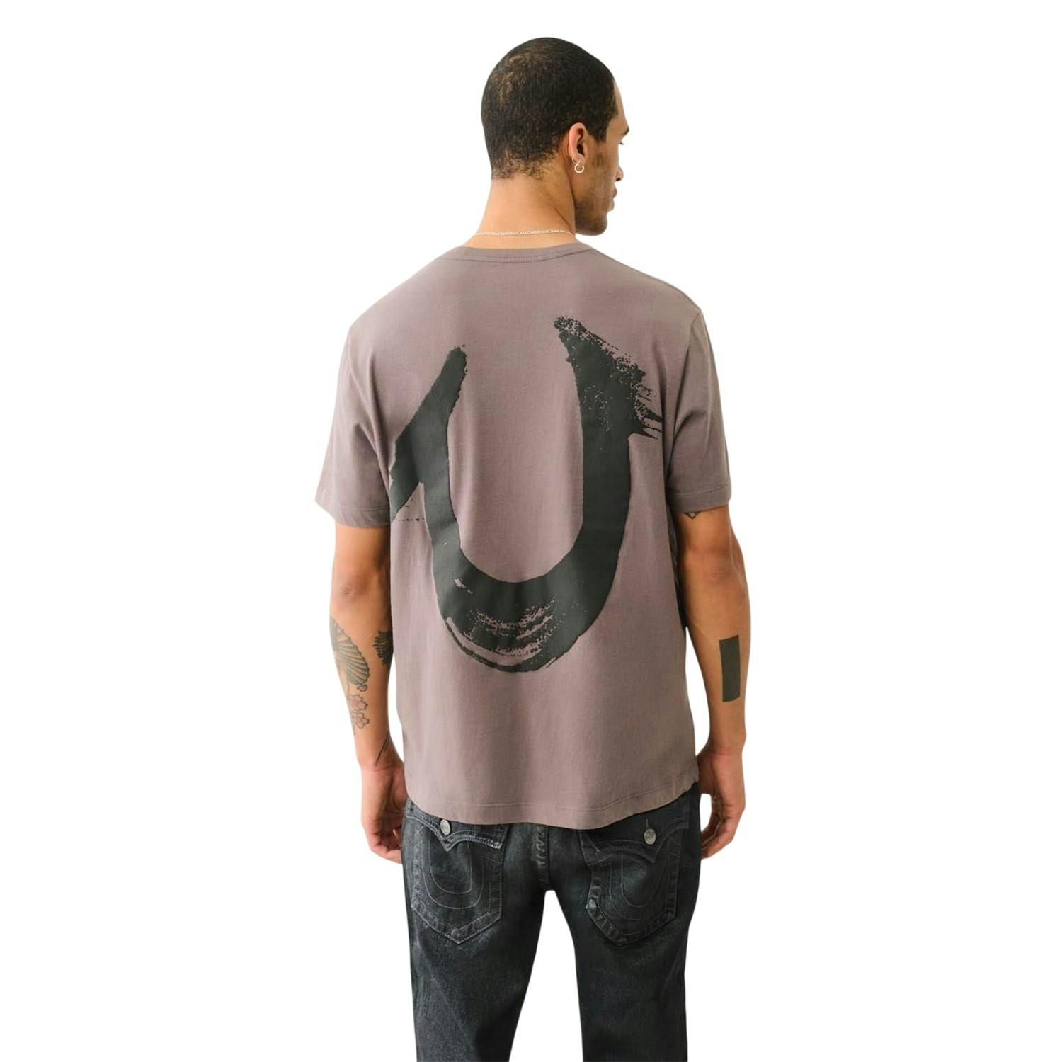 True Religion Men's Horseshoe Relaxed Fit T-Shirt - Iron Gate - L - Iron Gate - 100% Cotton