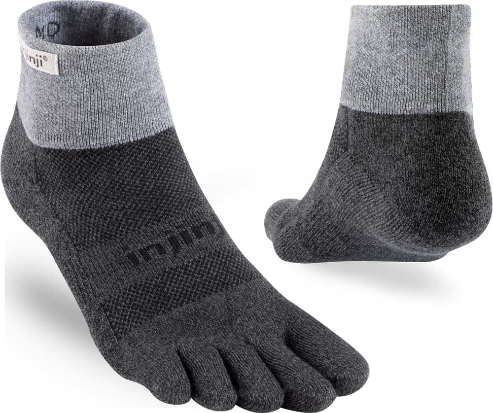 Injinji Men's Grey Mid-Weight Trail Run Mini-Crew Toe Socks (Inj-Tr-Mc) - Graphite - Small - Trail Running