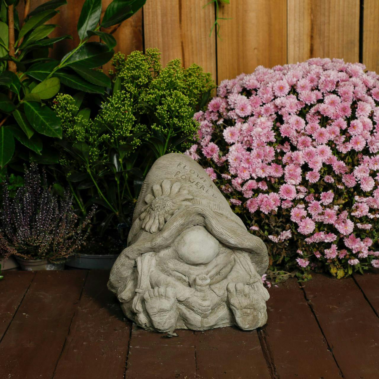 Rackhams Stone Cast Flower Power Gnome Fairy Statue