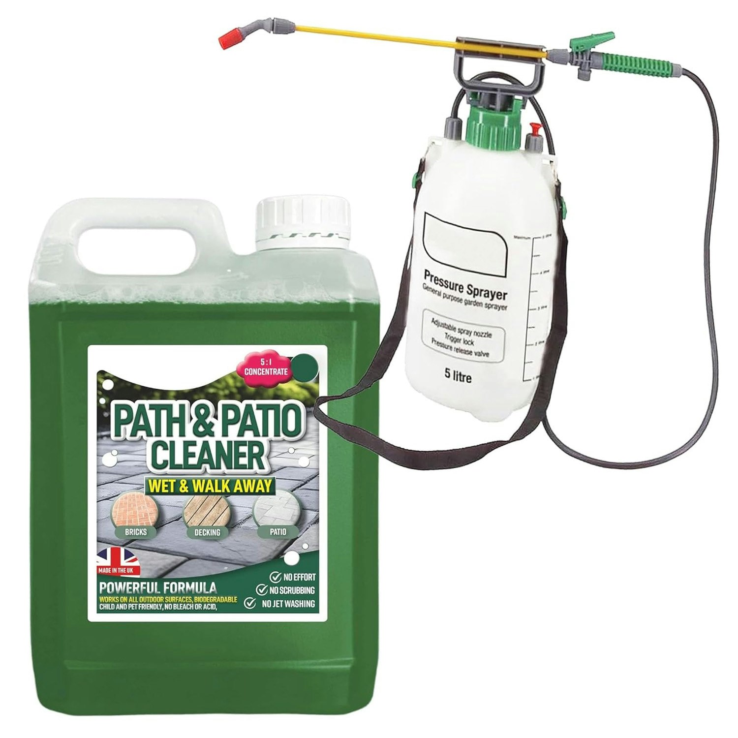 Storm Trading Group Green Large Pressure Sprayer With 2.5 Litre Path & Patio Cleaner Fluid