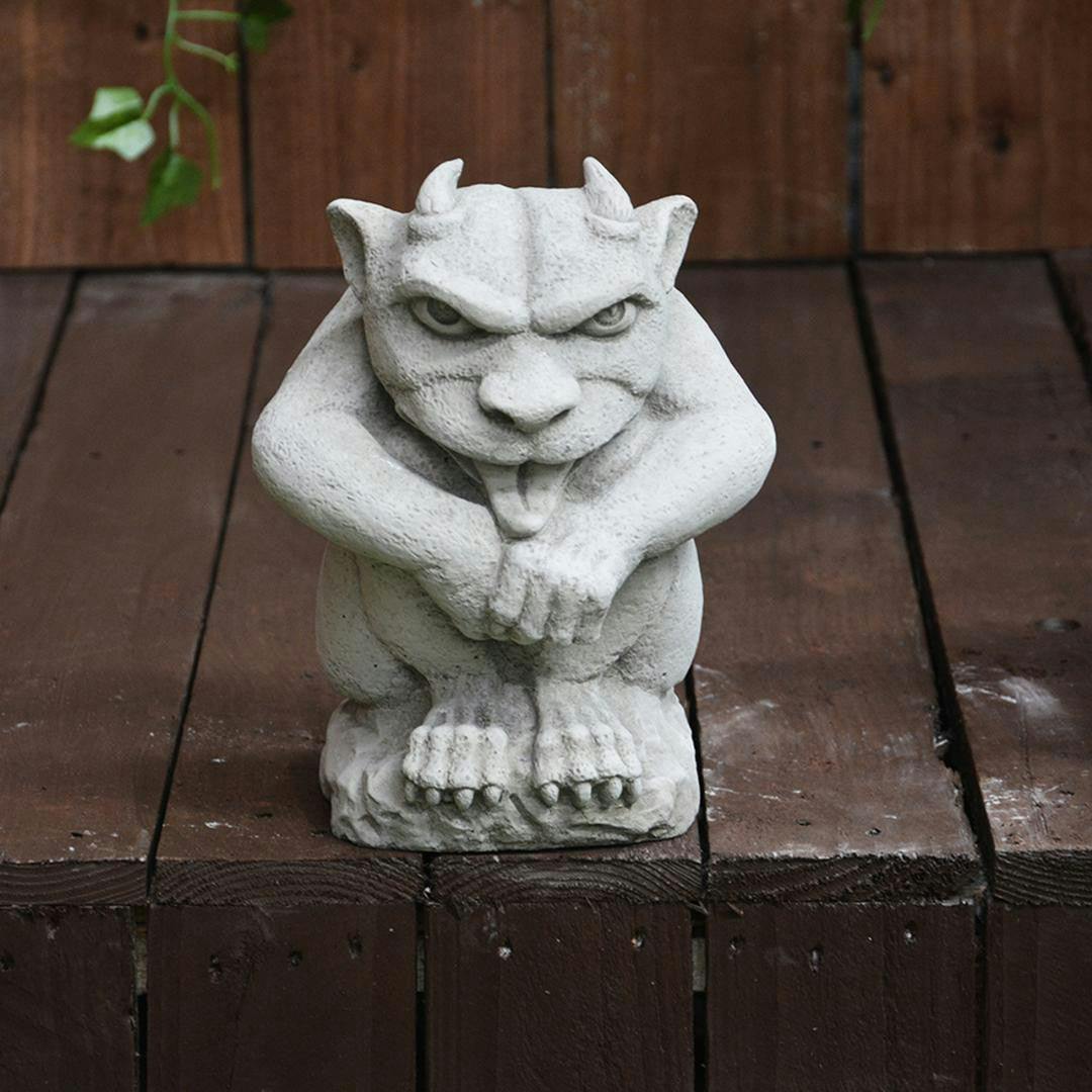 Osn Medium Horned Stone Gargoyle Ornament