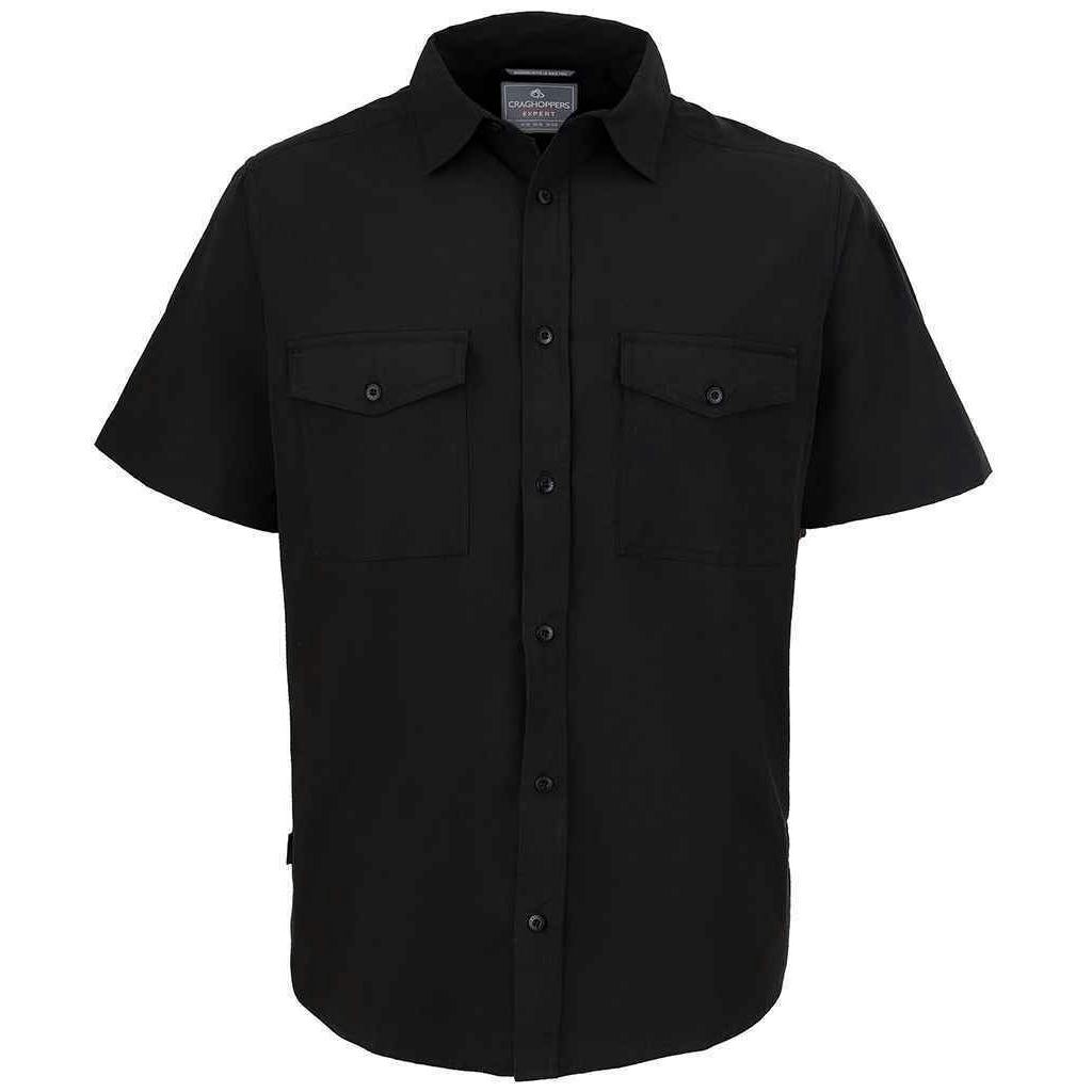 Craghoppers Men's Black Expert Kiwi Short-Sleeved Shirt - Xxl - 65% Recycled Polyester/35% Cotton
