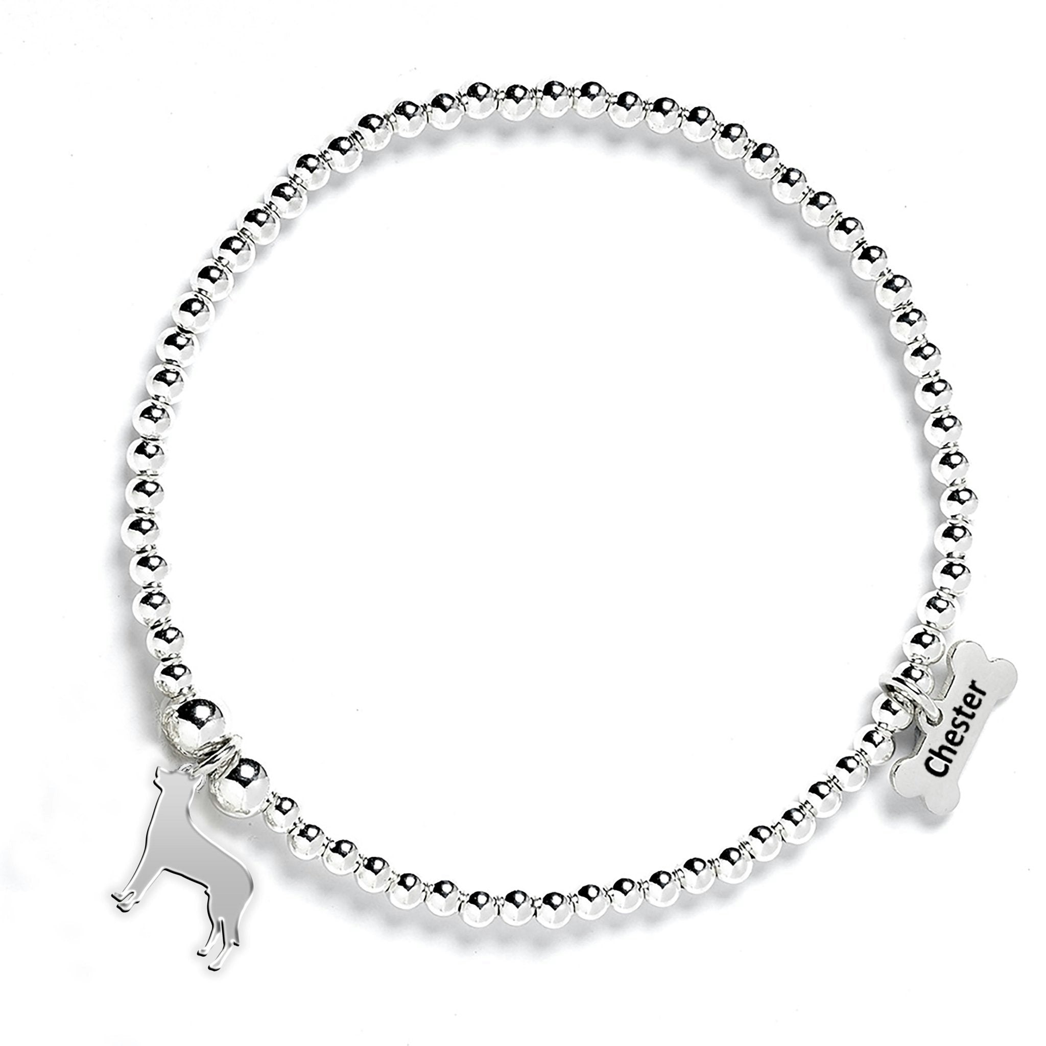 Mylee London Silver Beauceron Silhouette Ball Bead Bracelet - Personalised - Yes