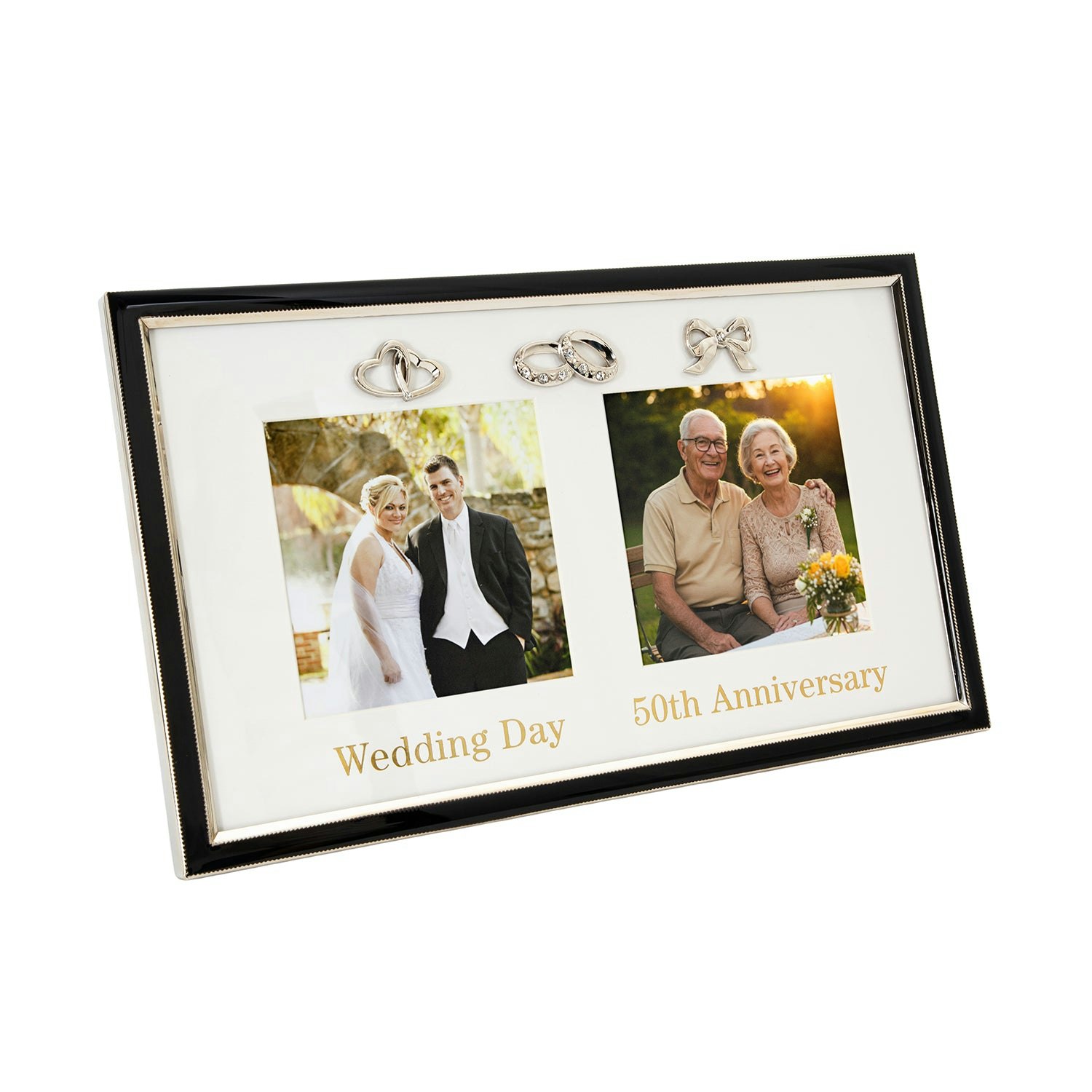 Happy Homewares Silver/Black 50Th Anniversary And Wedding Day Picture Frame In And With Icons