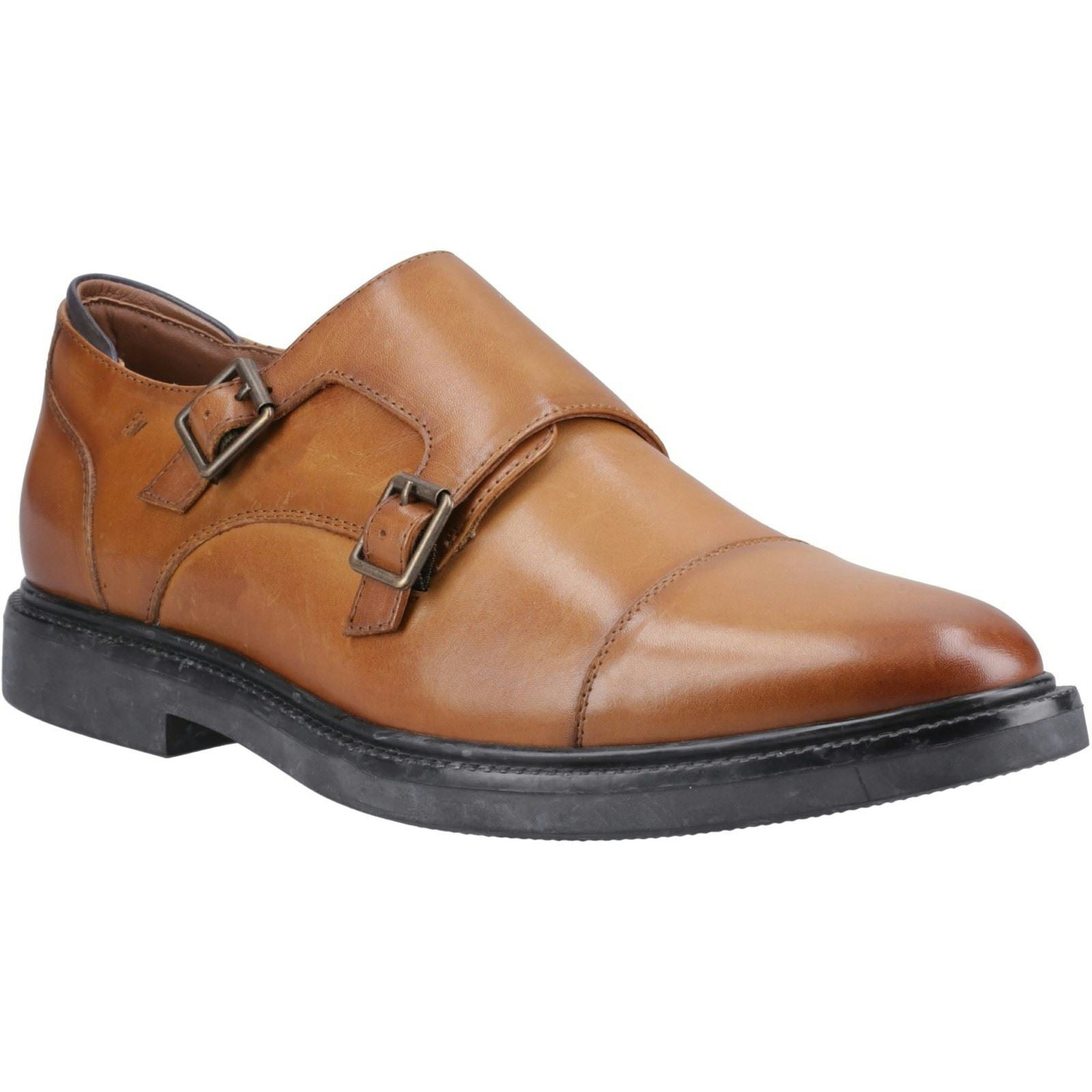 Hush Puppies Men's Kane Leather Tan Double Monk Shoes - Size 6