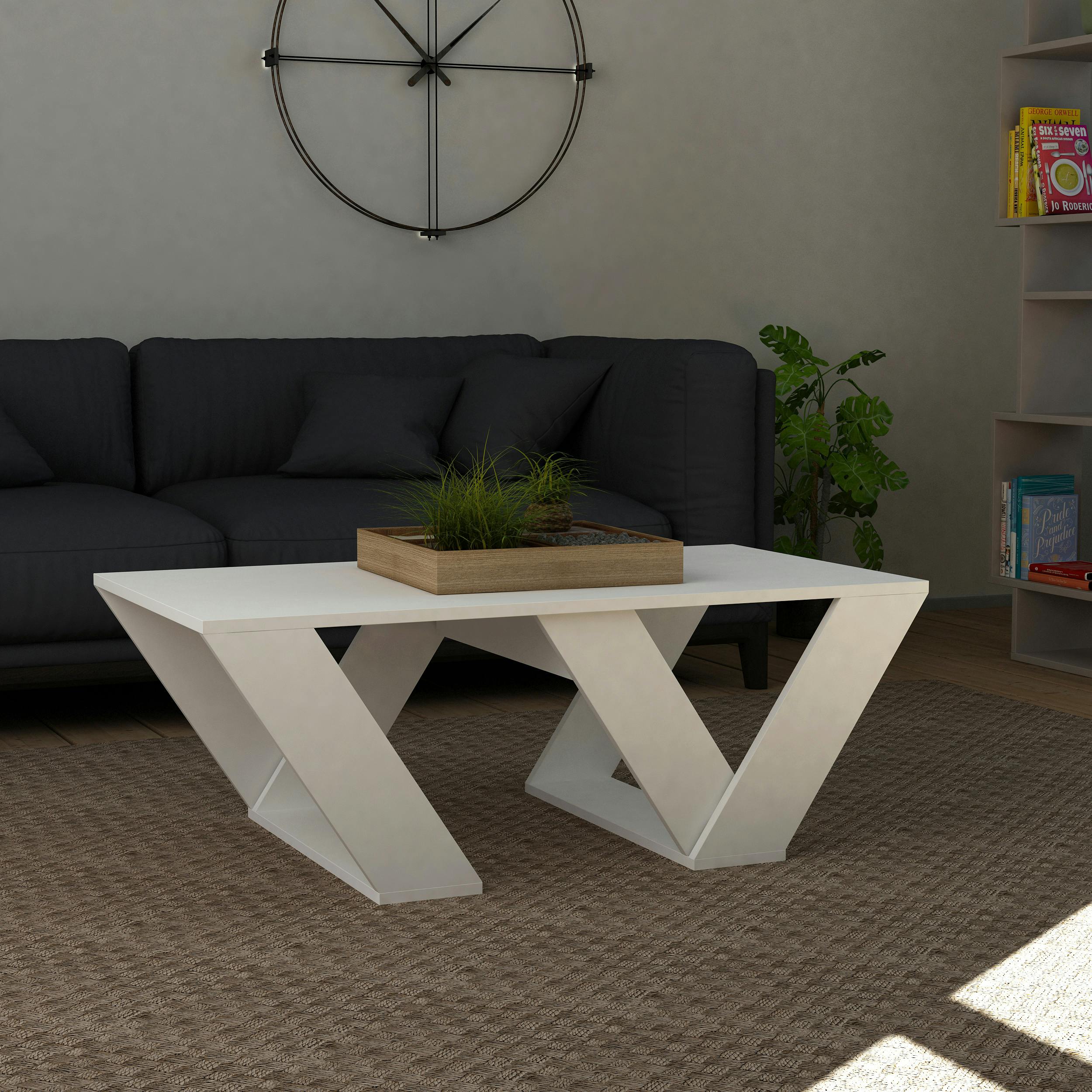 Decortie White Pipra Modern Multipurpose Coffee Table 110X60x40cm