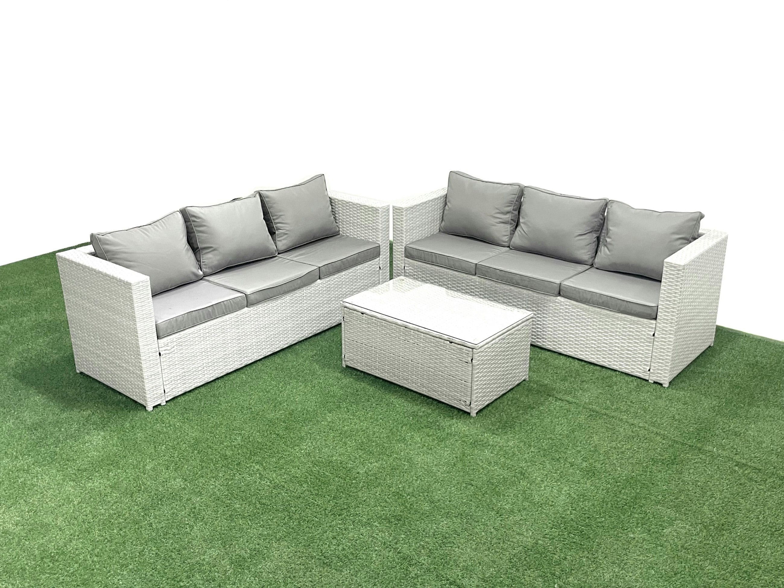 Fimous Light/Grey Garden Outdoor Pe Rattan Furniture Set 6 Seater Rattan Garden Sofa Set Mixed