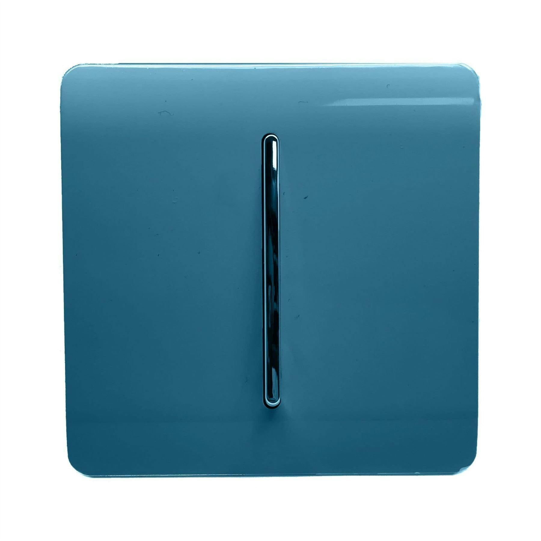 Trendi 1 Gang 2 Way 10 Amp Rocker Chrome Light Switch, Ocean Blue - Image 4