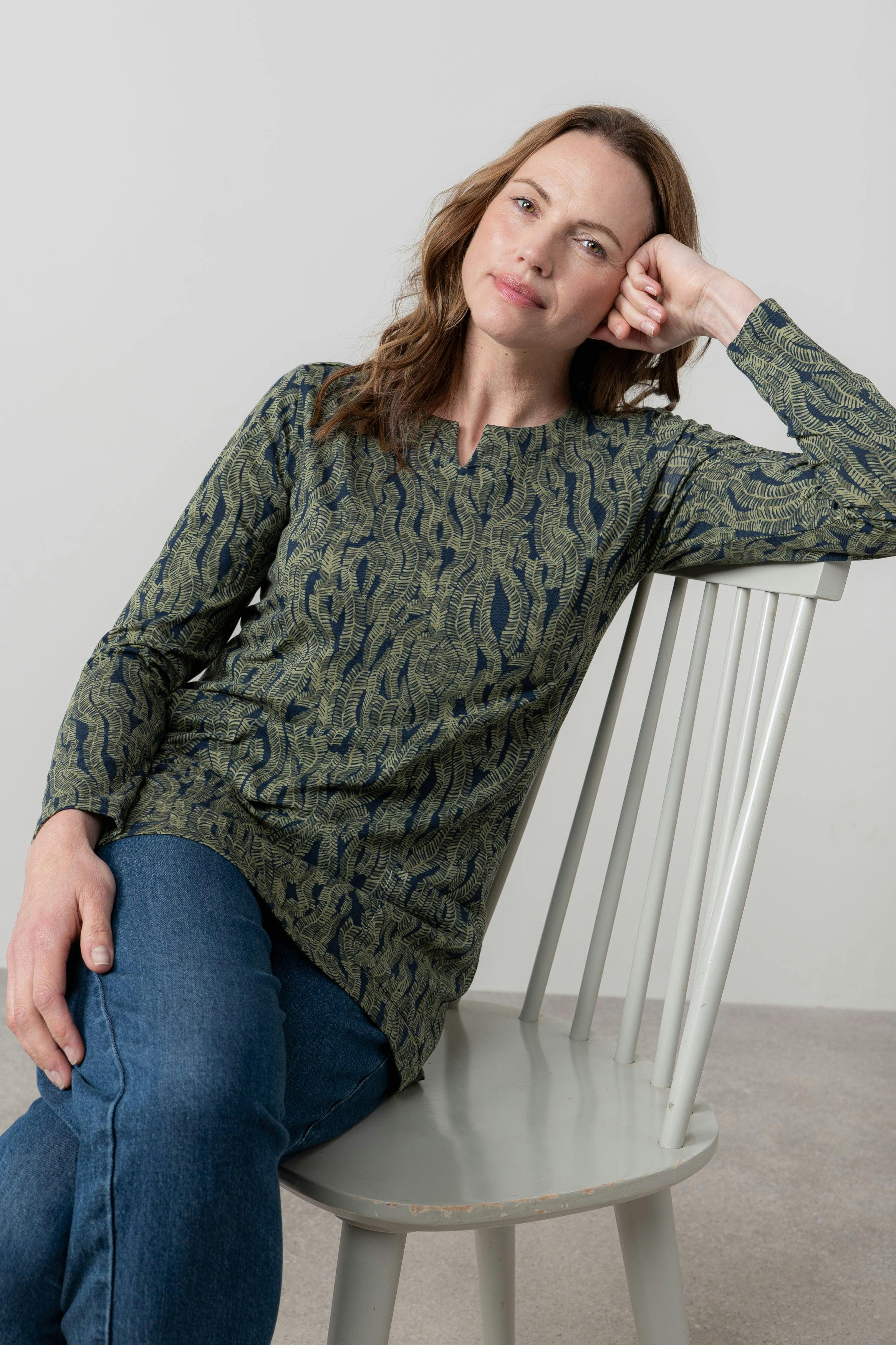Lily & Me Maple Printed Cotton Jersey Tunic Navy - 10 - Navy