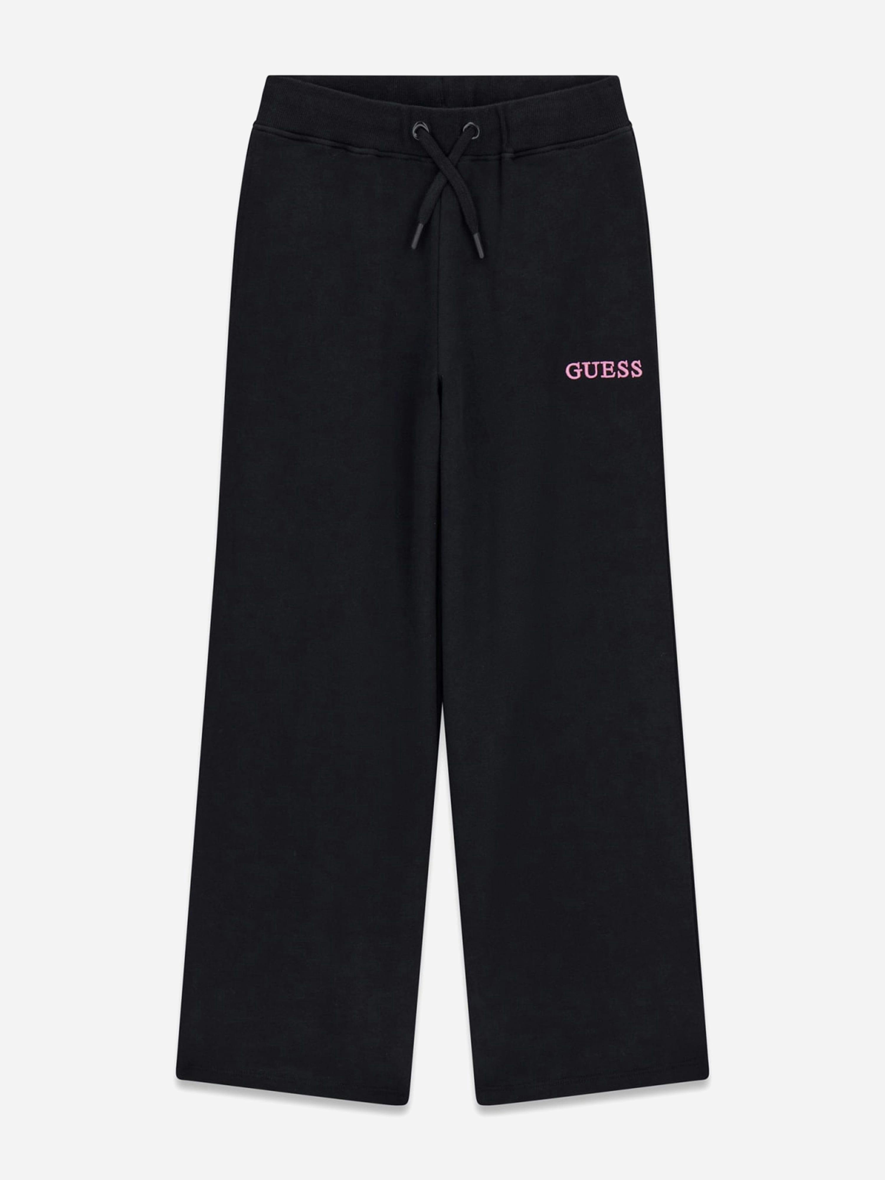 Guess Girls Black French Terry Palazzo Pants In - 7 Yrs