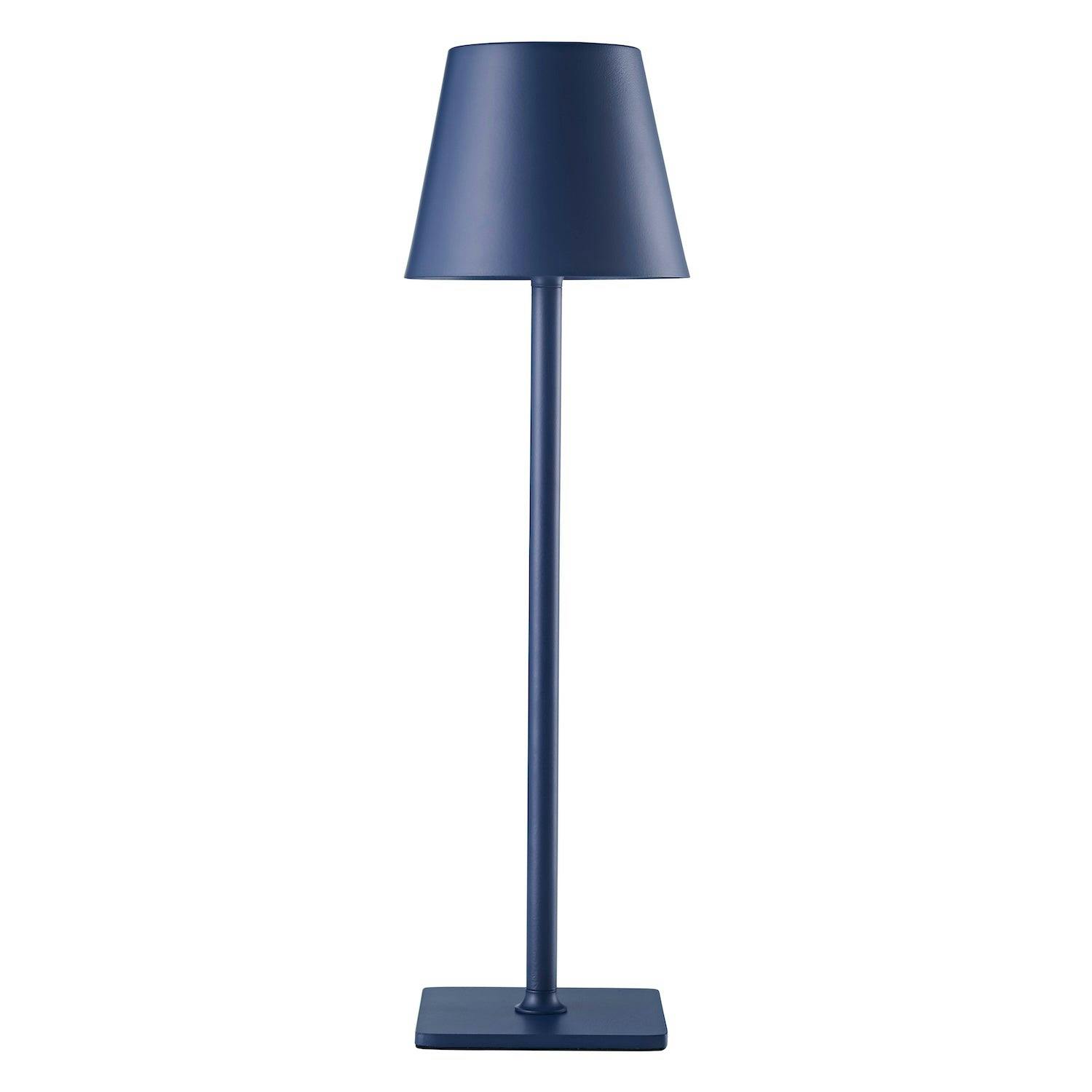 Happy Homewares Blue Tall Navy Rechargeable Touch Dimmable Table Lamp With Metal Shade